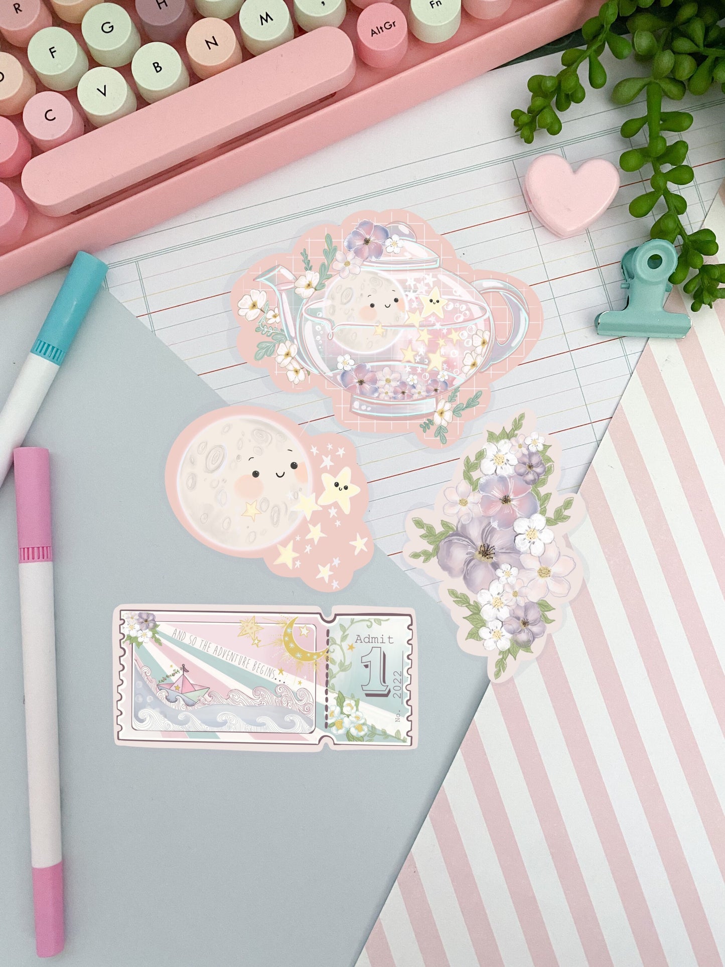 Ticket to Dream kawaii Moon sticker pack.