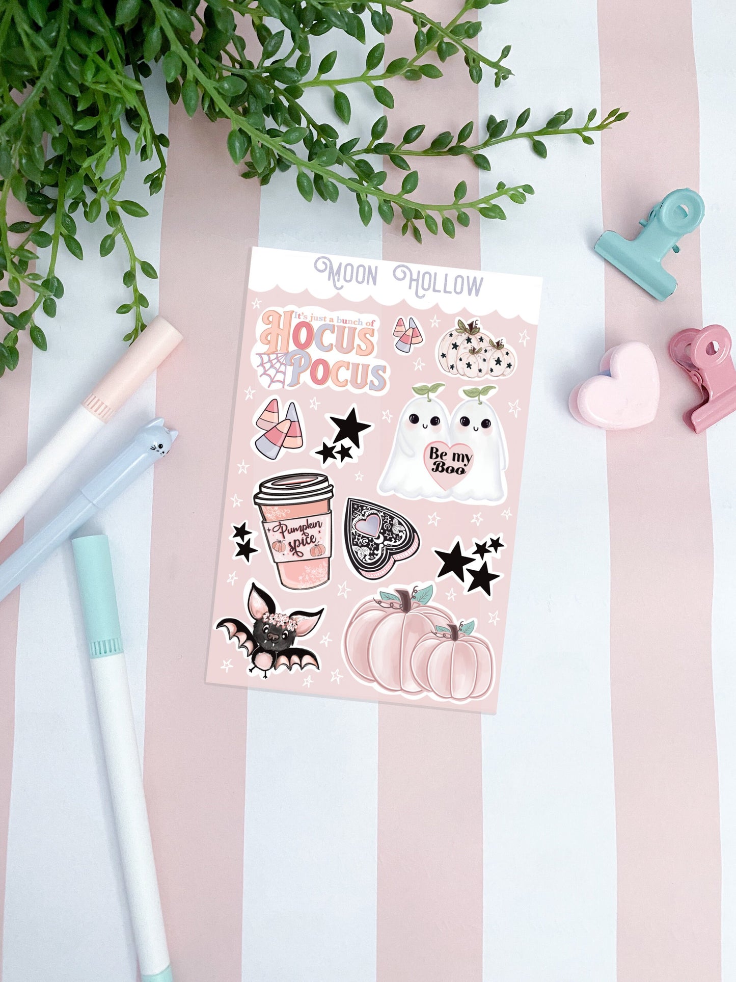 Witchy Boo Halloween Kawaii planner sticker sheet.