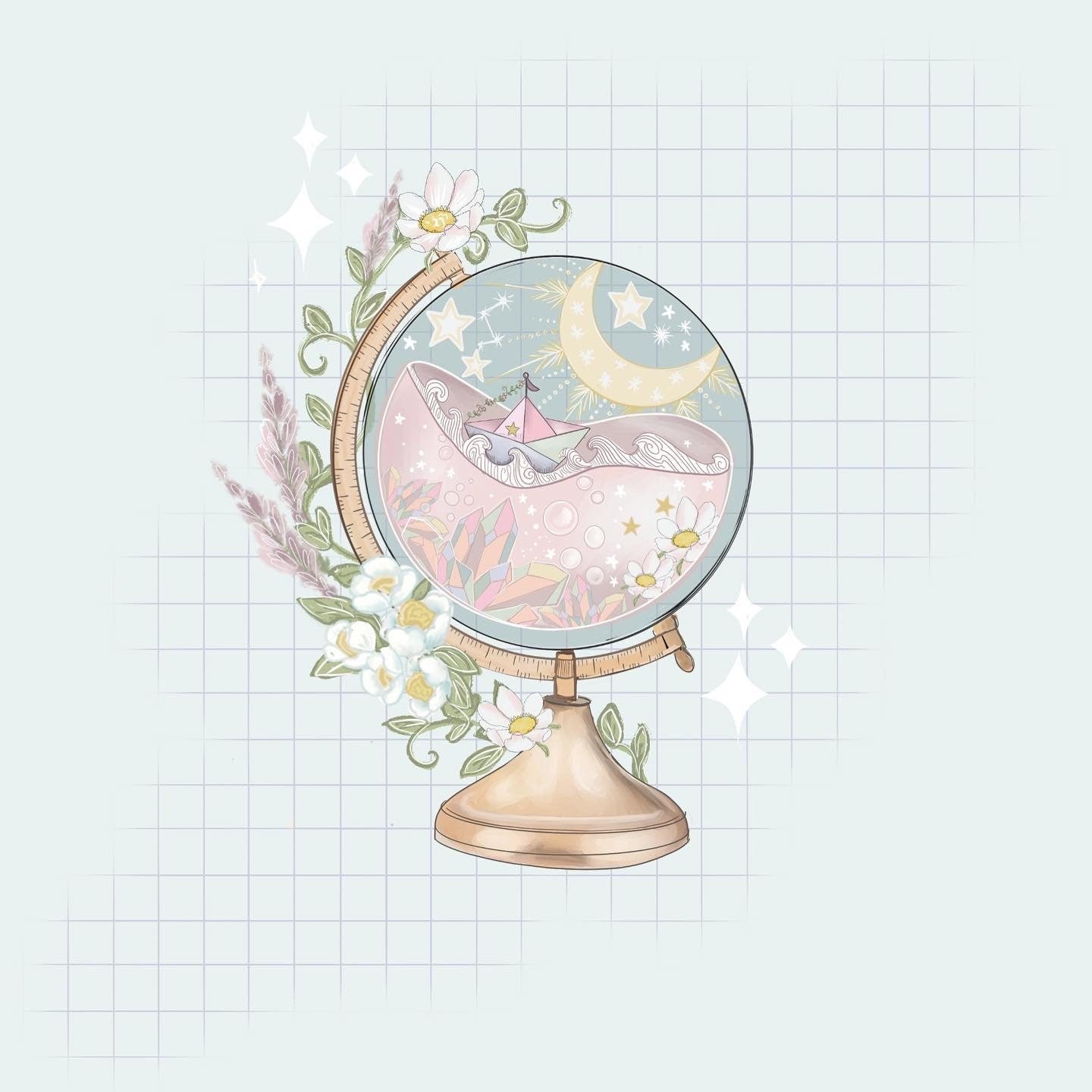 Sail the world sticker pack, Stickers, Kawaii Illustration, space, Stationary.