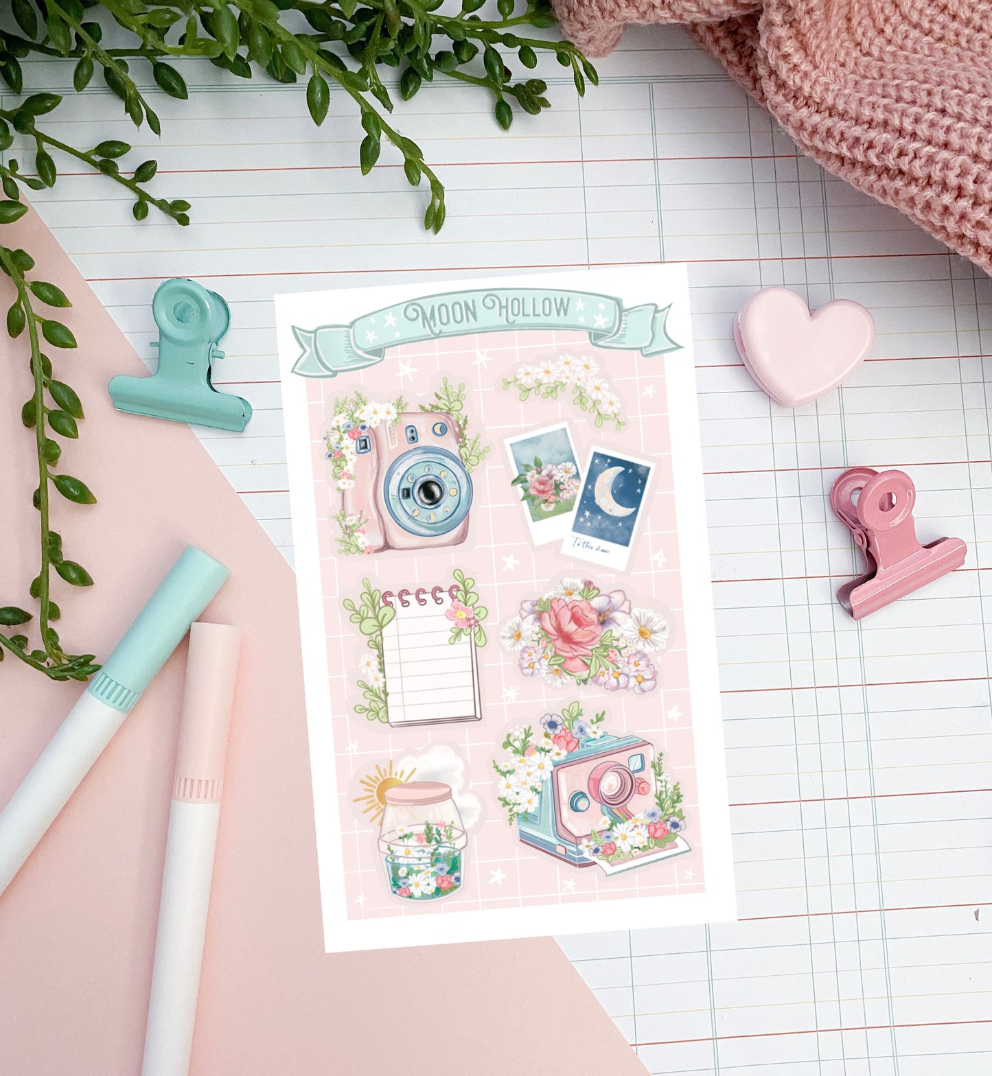 Retro camera aesthetic sticker sheet, Hand drawn, Stickers, Moon Illustration, journaling, Stationary, Bujo, scrapbook bullet journal.