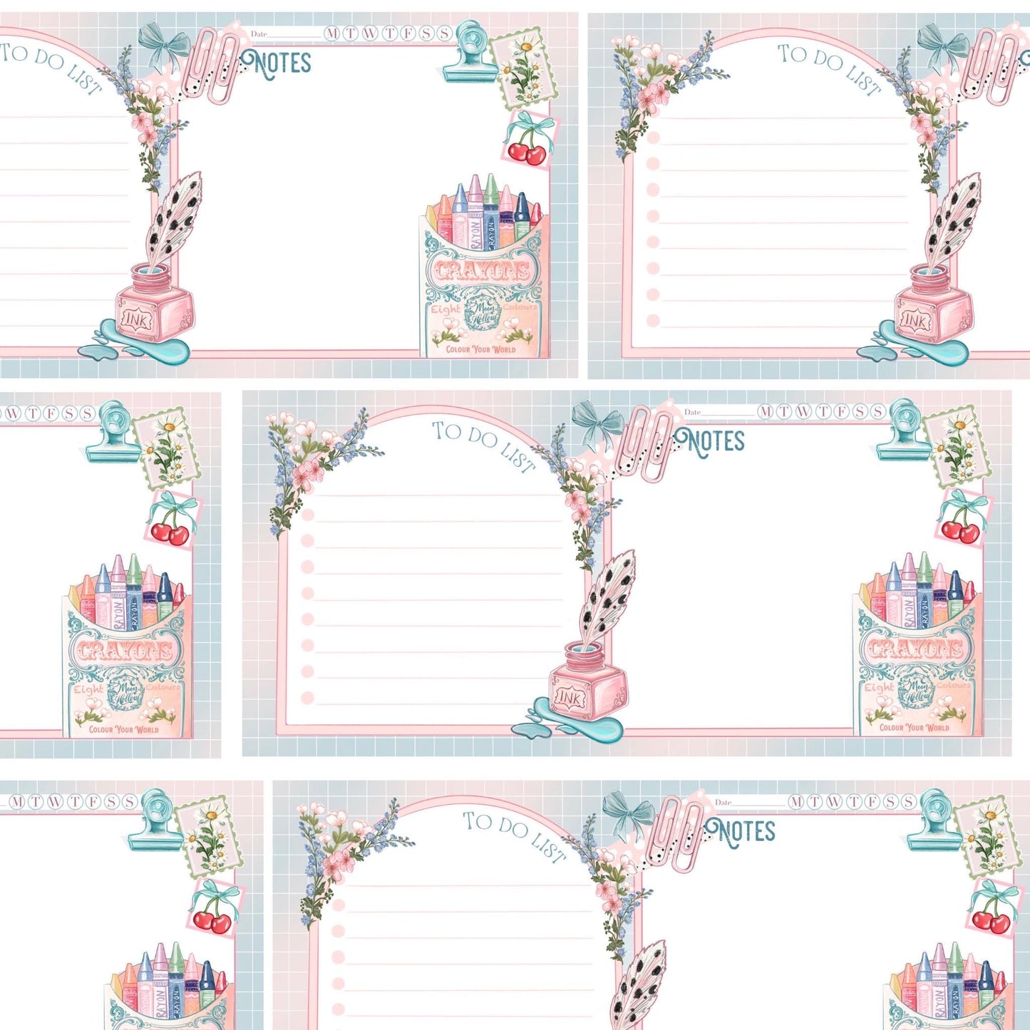 Desk planner, To do list desk keyboard notepad / coquette cute memo pad  / notepad. Kawaii accessories 25 tear away sheets