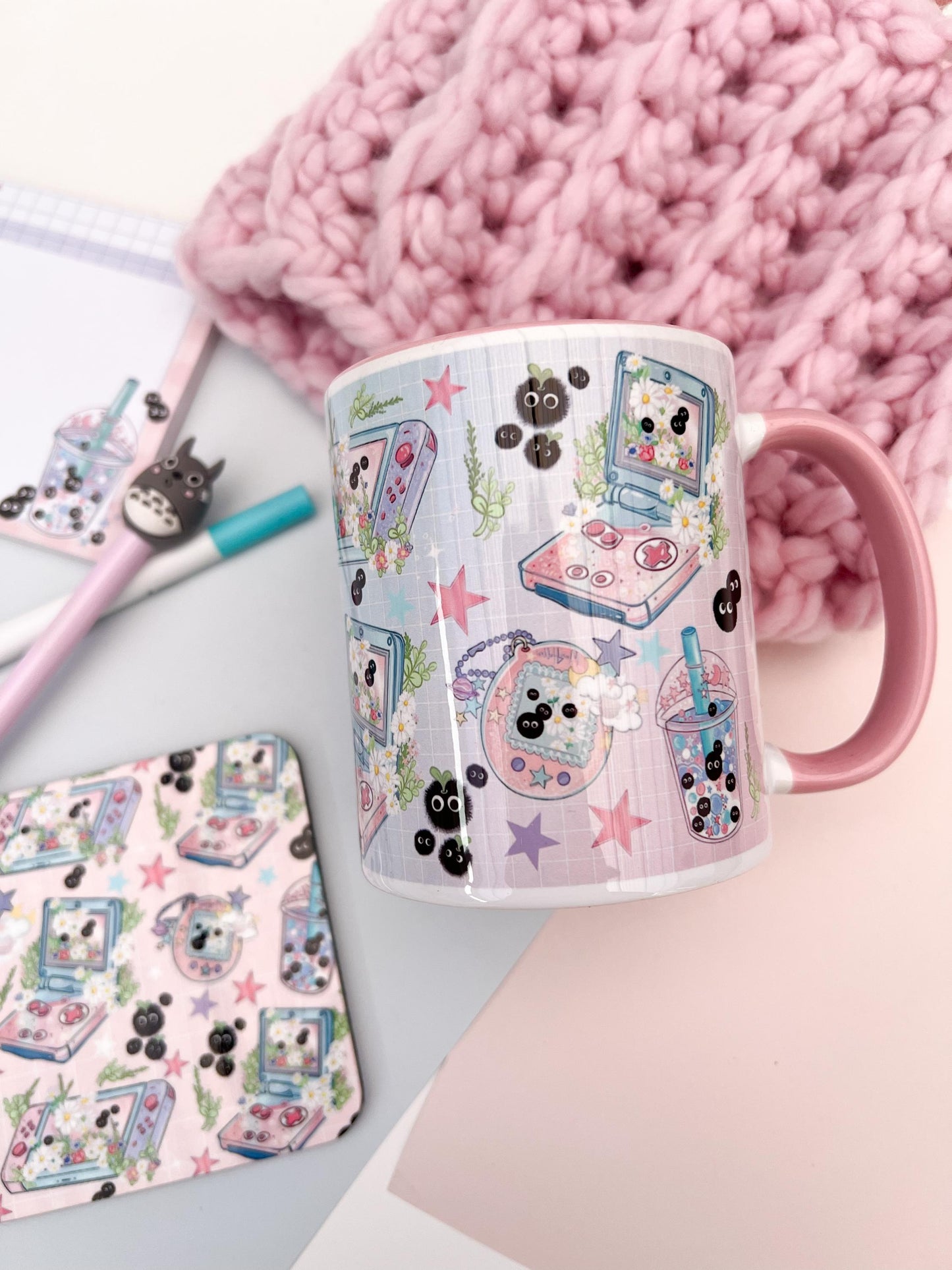 Cute Pink Kawaii Gaming Mug | Cute Gamer Coffee Cup | Adorable Tea Mug | Perfect Gift for Gamers | Whimsical Aesthetic. Cozy  Anime.