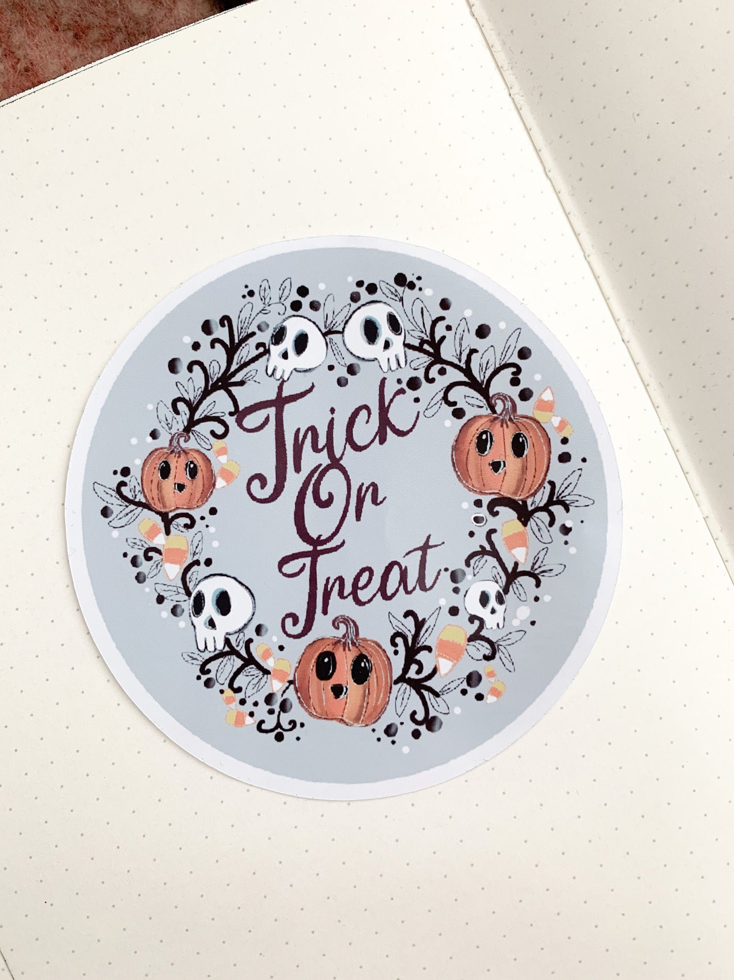 Large Halloween sticker. Pumpkin, spooky, Kawaii. Art illustration stationary. Bullet journaling, planner.
