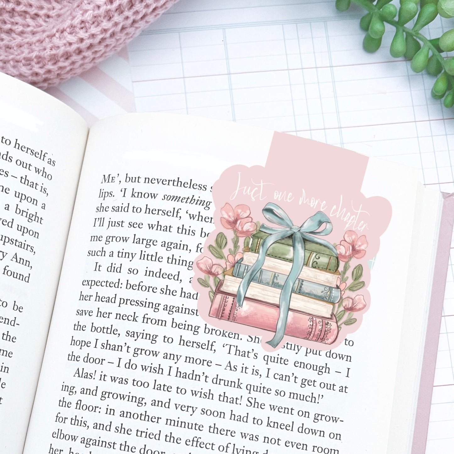 Cozy just one more chapter Bookish magnetic bookmark / Digital art, books , reading  kawaii cute stationery
