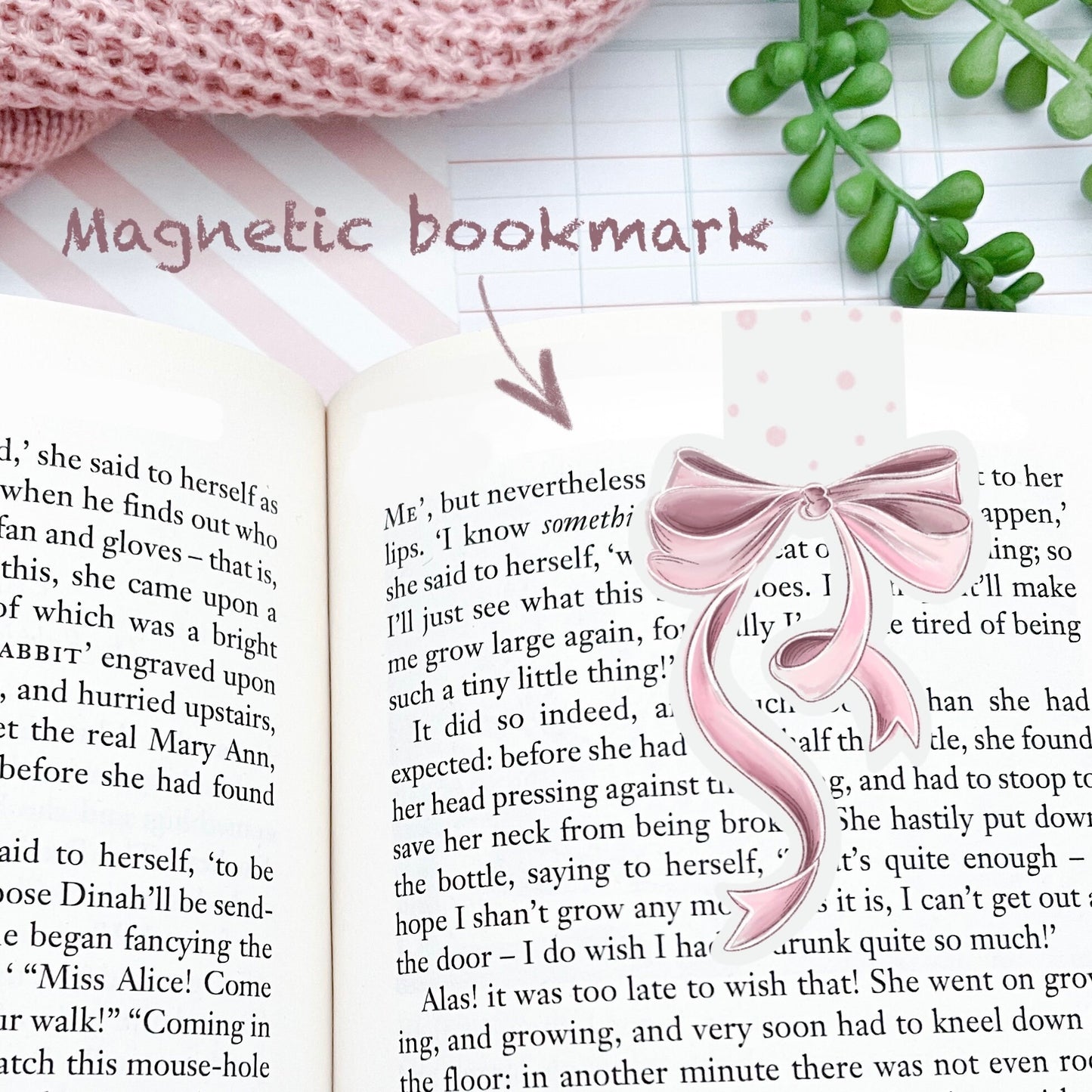 Pink Coquette Bow magnetic bookmark /   Coquette reading bookmark