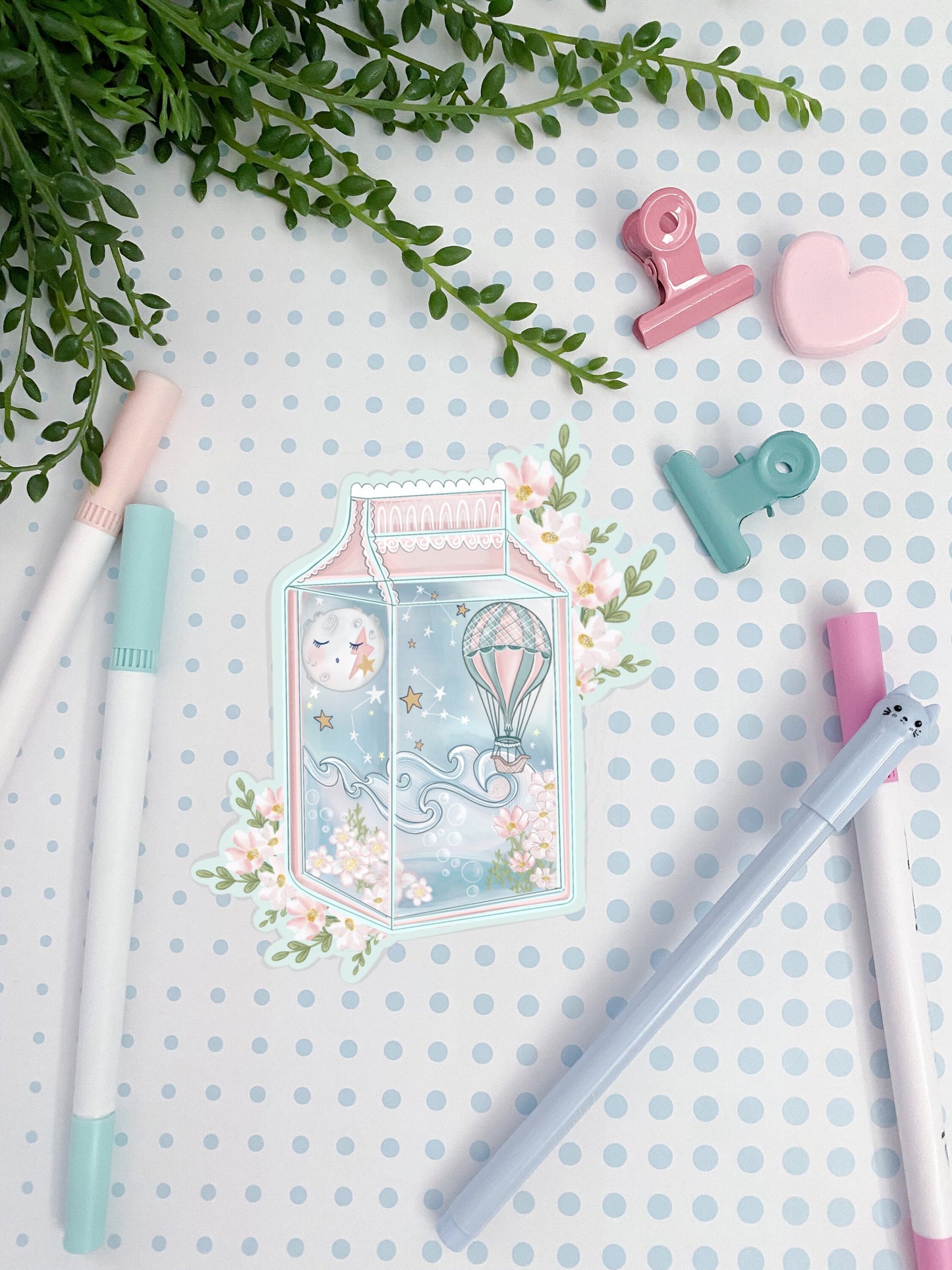 Fly away with me  juice sticker / kawaii juice die-cut sticker