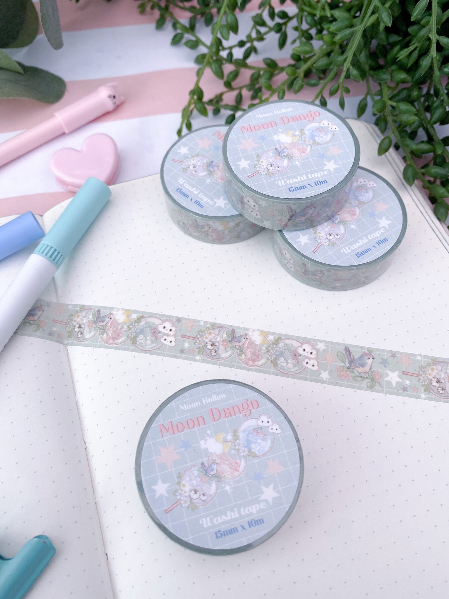 Kawaii dango Washi tape /kawaii Cute moon / washi tape. Cute Kawaii gift stationery. Scrapbooking. Journal, bujo. Washi tape, aesthetic