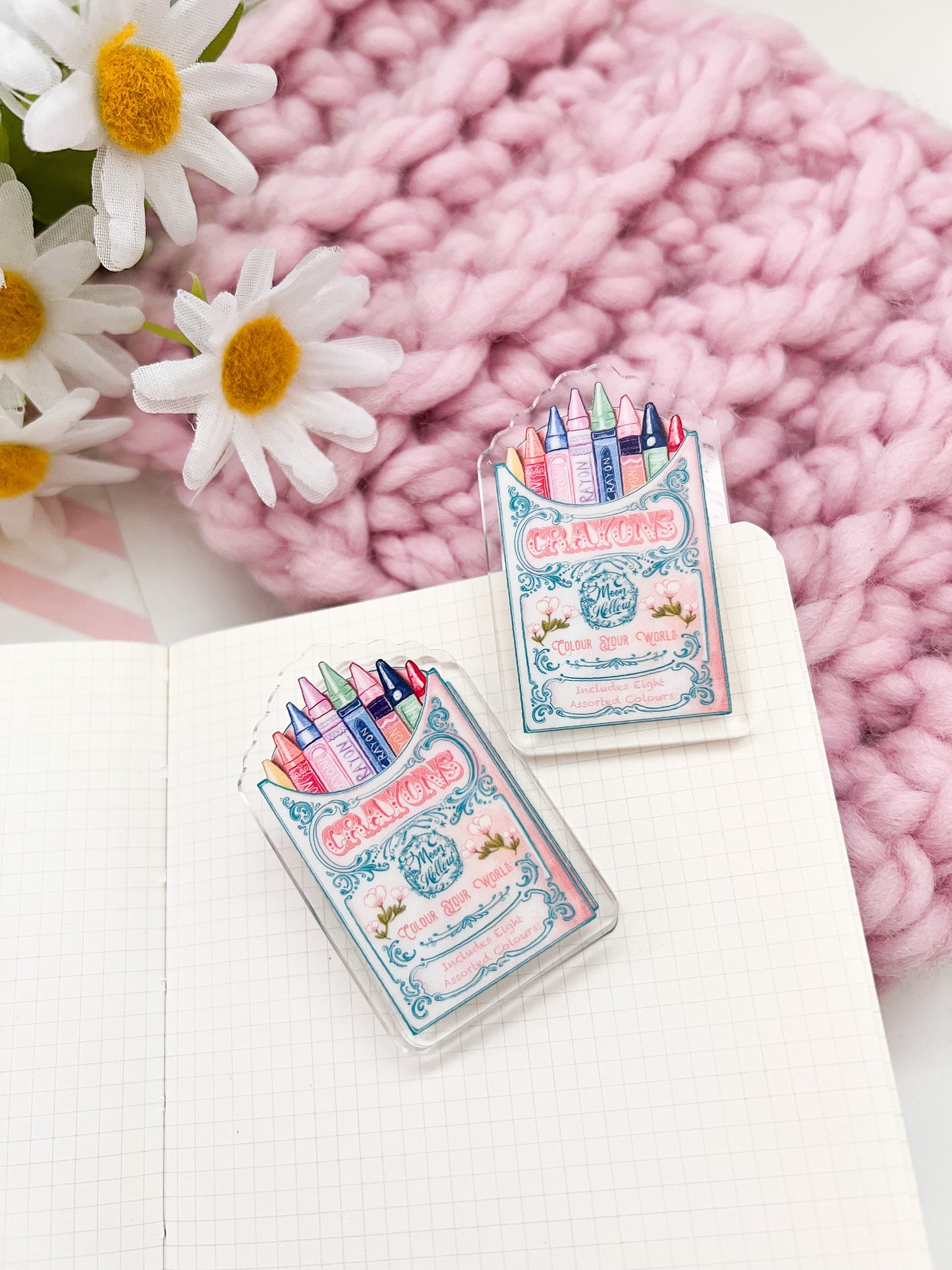 Crayons Acrylic binder Clip | colour your world clear acrylic, binder clip, journal.