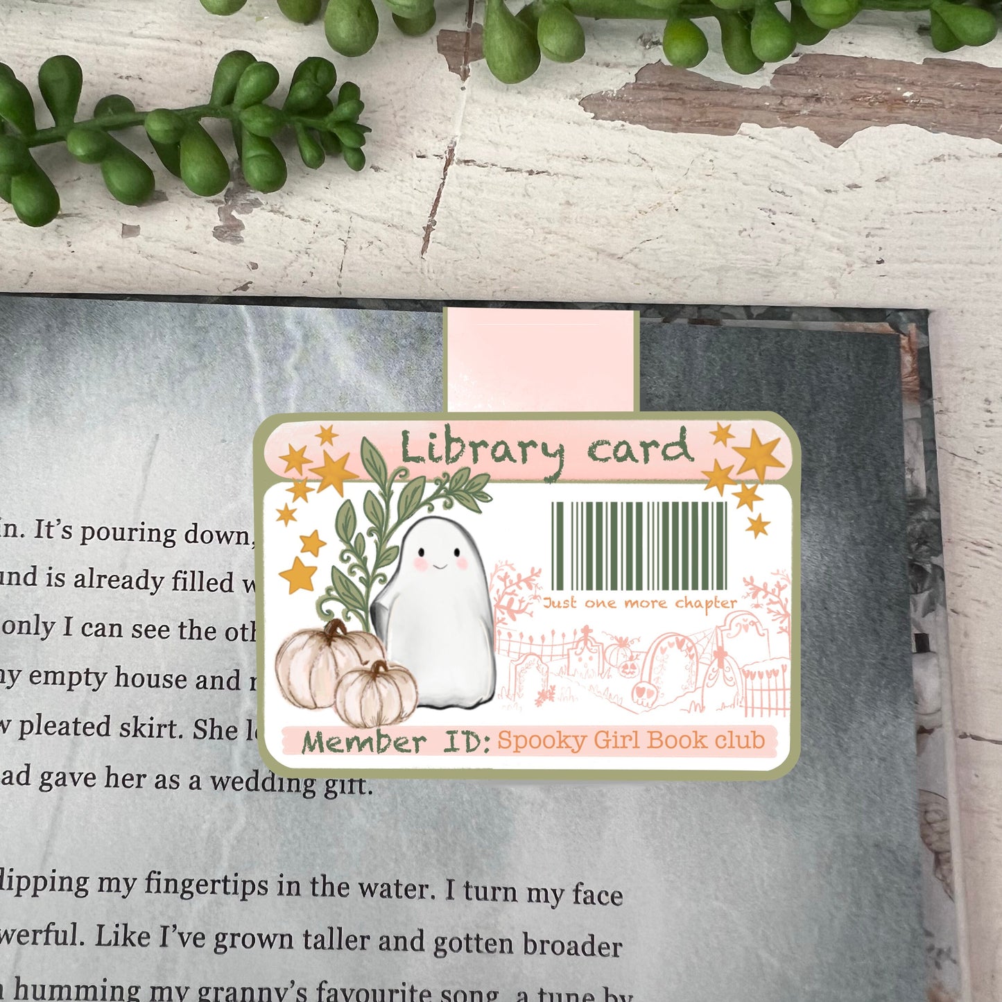 Spooky girls Ghost book club magnetic bookmark / cosy bookish Halloween autumn bookmark / Digital art, books ,bookish cute stationery