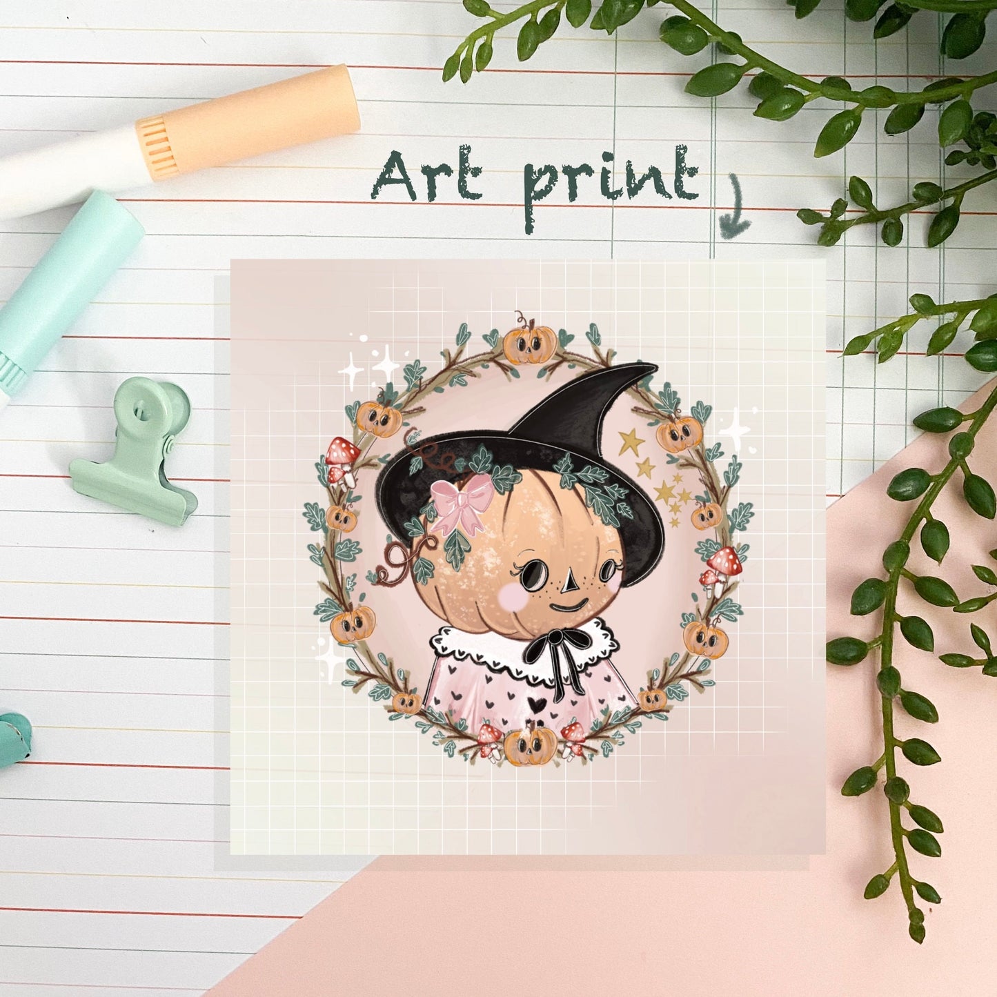 hello pumpkin art print. Autumn art, Halloween art print. Home interior cute art print.