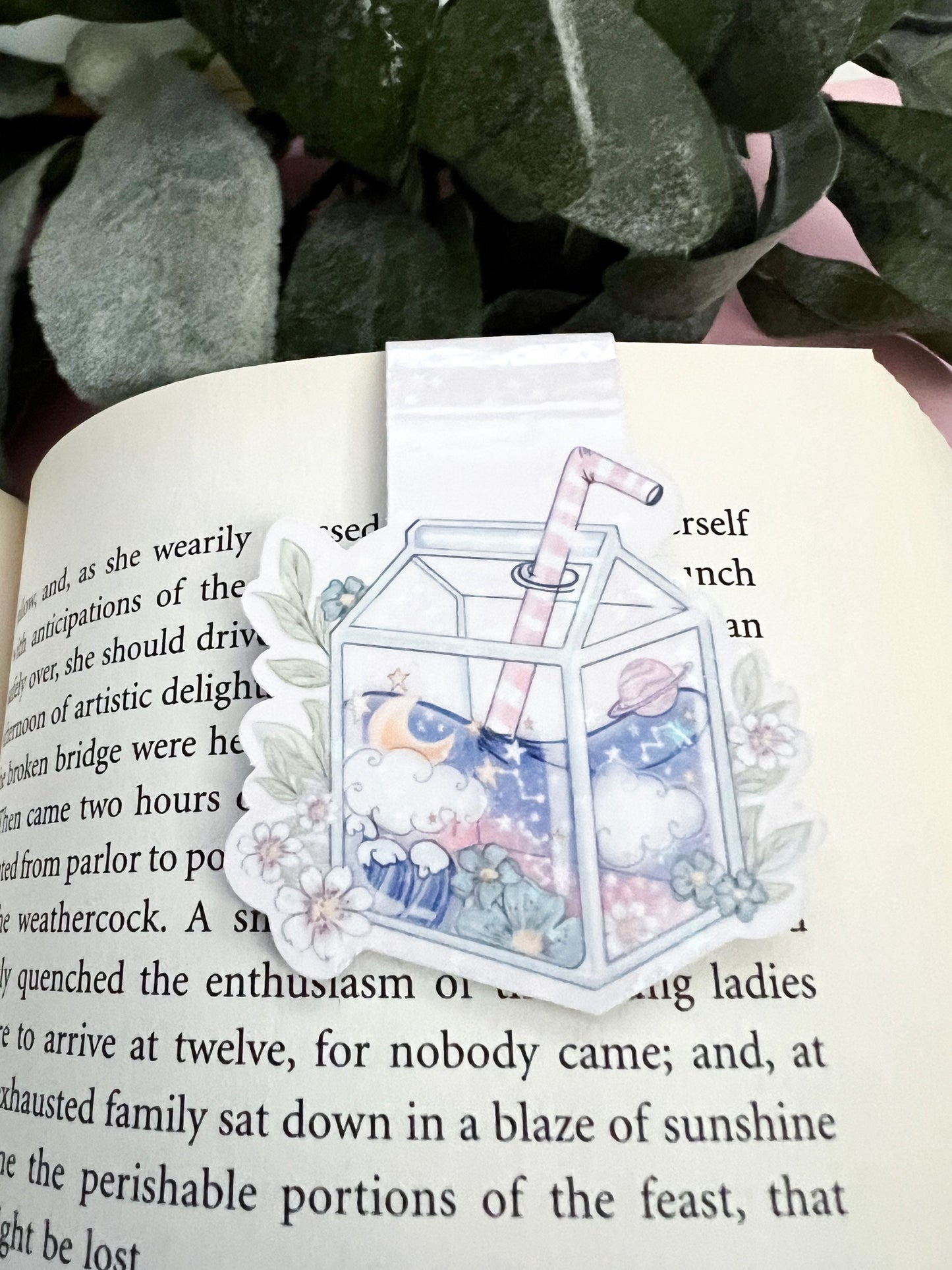 Kawaii holographic juice magnetic bookmark /  bookmark / Digital art, books , reading book lover gift. Bookish. Bookmarks