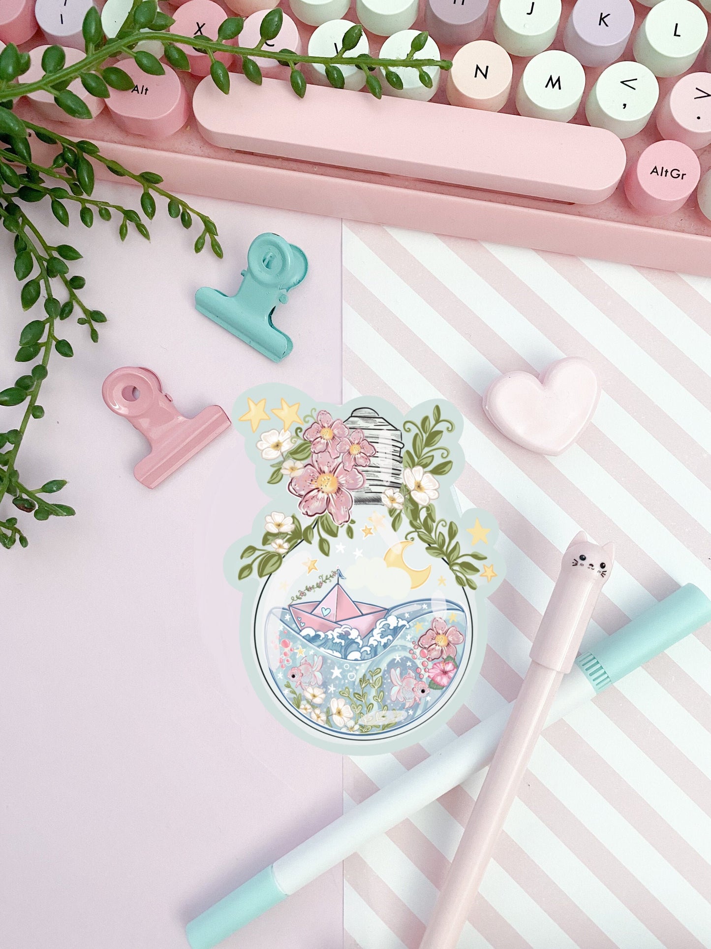 Sail away with me light bulb sticker  /  die-cut sticker/ Digital art, decals. gift stationery Bujo , bullet journal laptop, kawaii sticker.