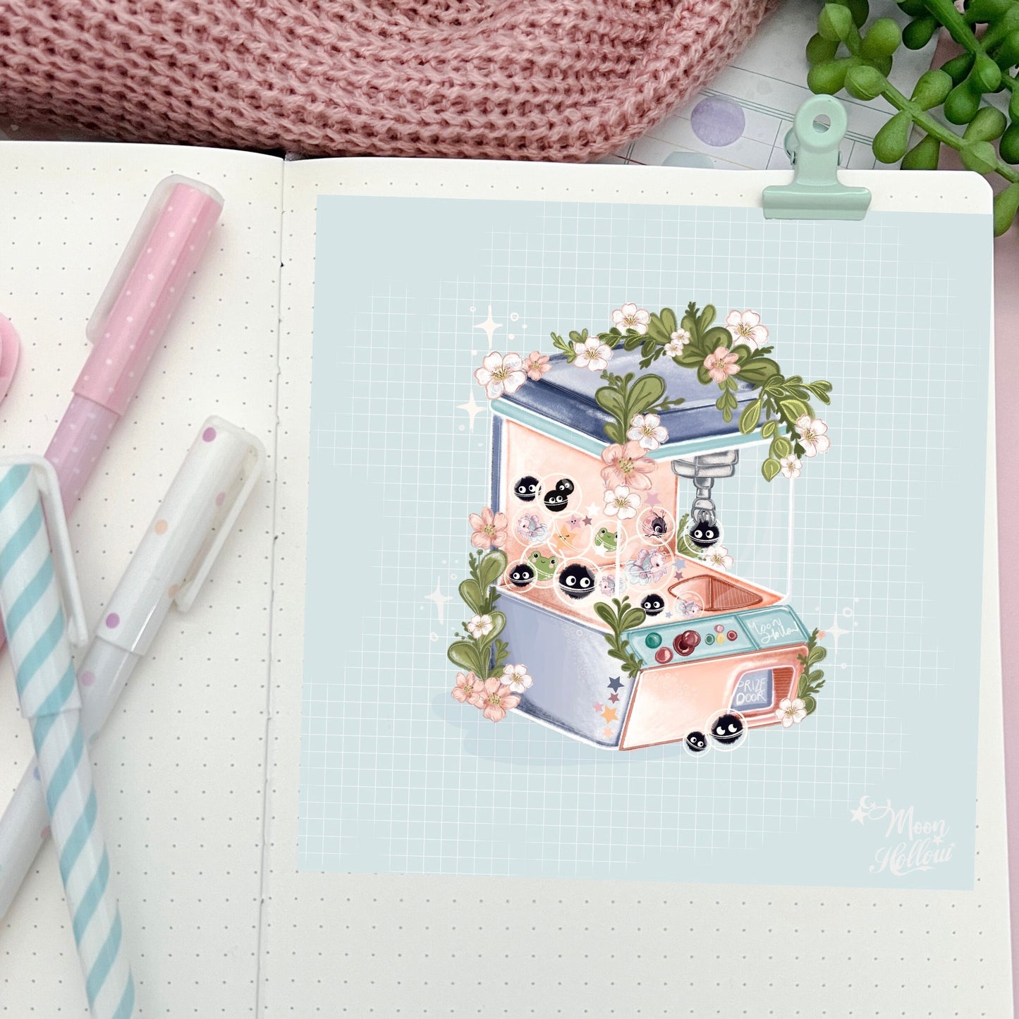 Kawaii claw machine illustration art print, hand drawn Illustration, sandwich, Stationary, kawaii snack, wall print ,bujo.