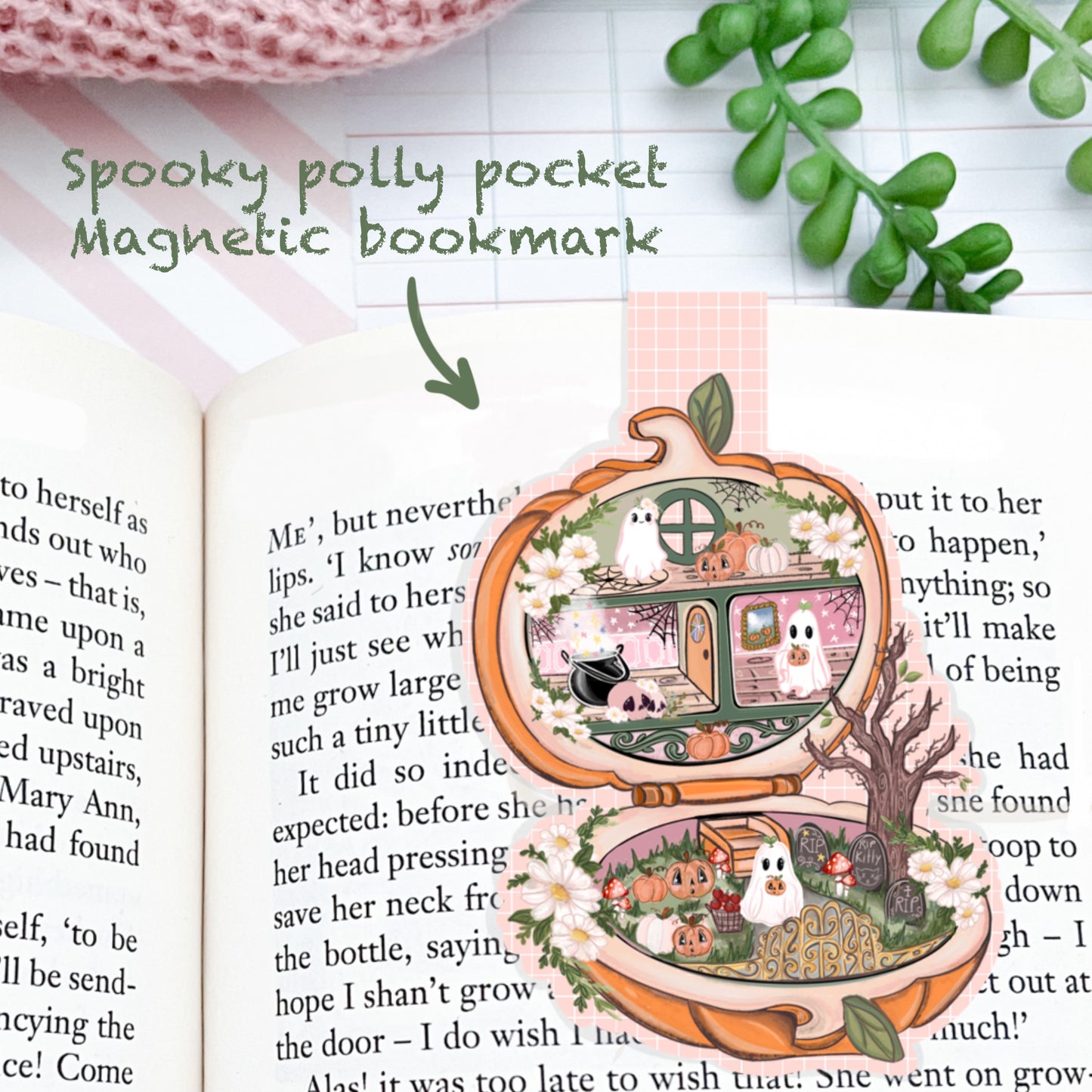 Spooky Polly Pocket Magnetic Bookmark: ghost  Halloween Stationery