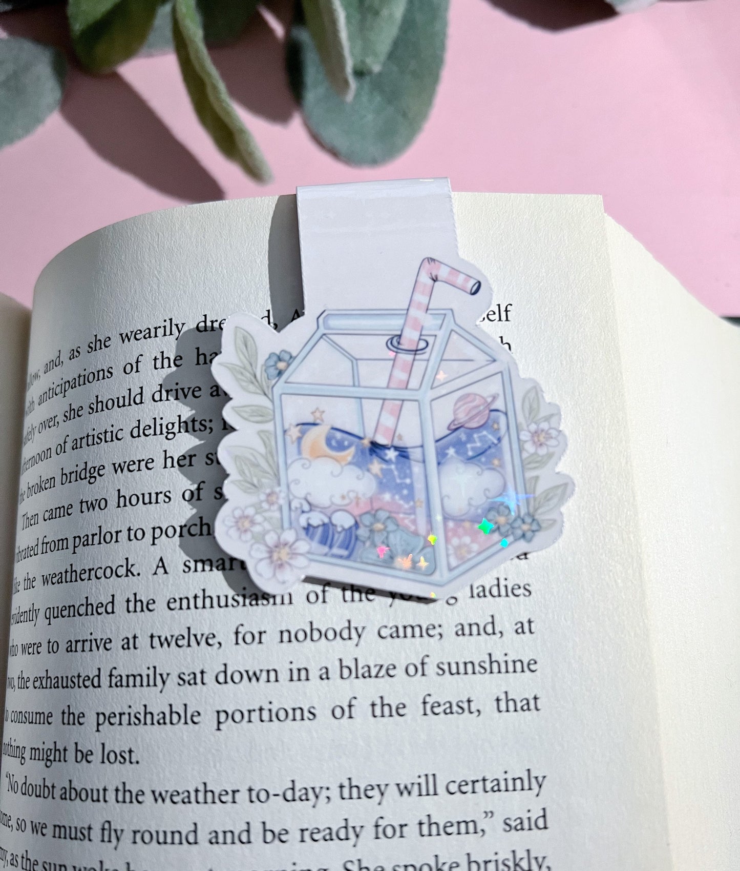 Kawaii holographic juice magnetic bookmark /  bookmark / Digital art, books , reading book lover gift. Bookish. Bookmarks
