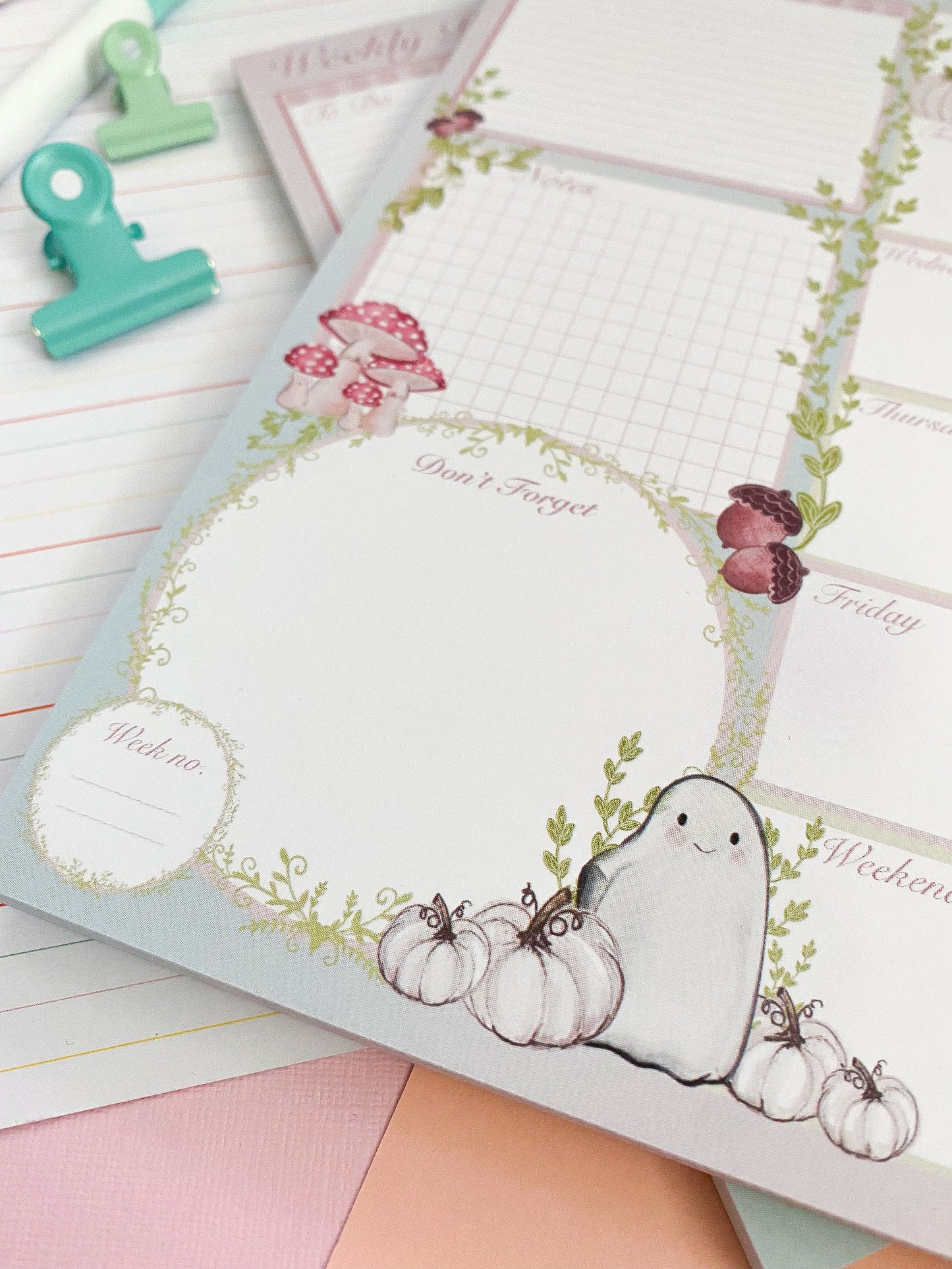 A5  Weekly Planner. Spooky planner, notepad. Organisational planner, Memo pad. Notes. Journal, bujo. Mental Health planner