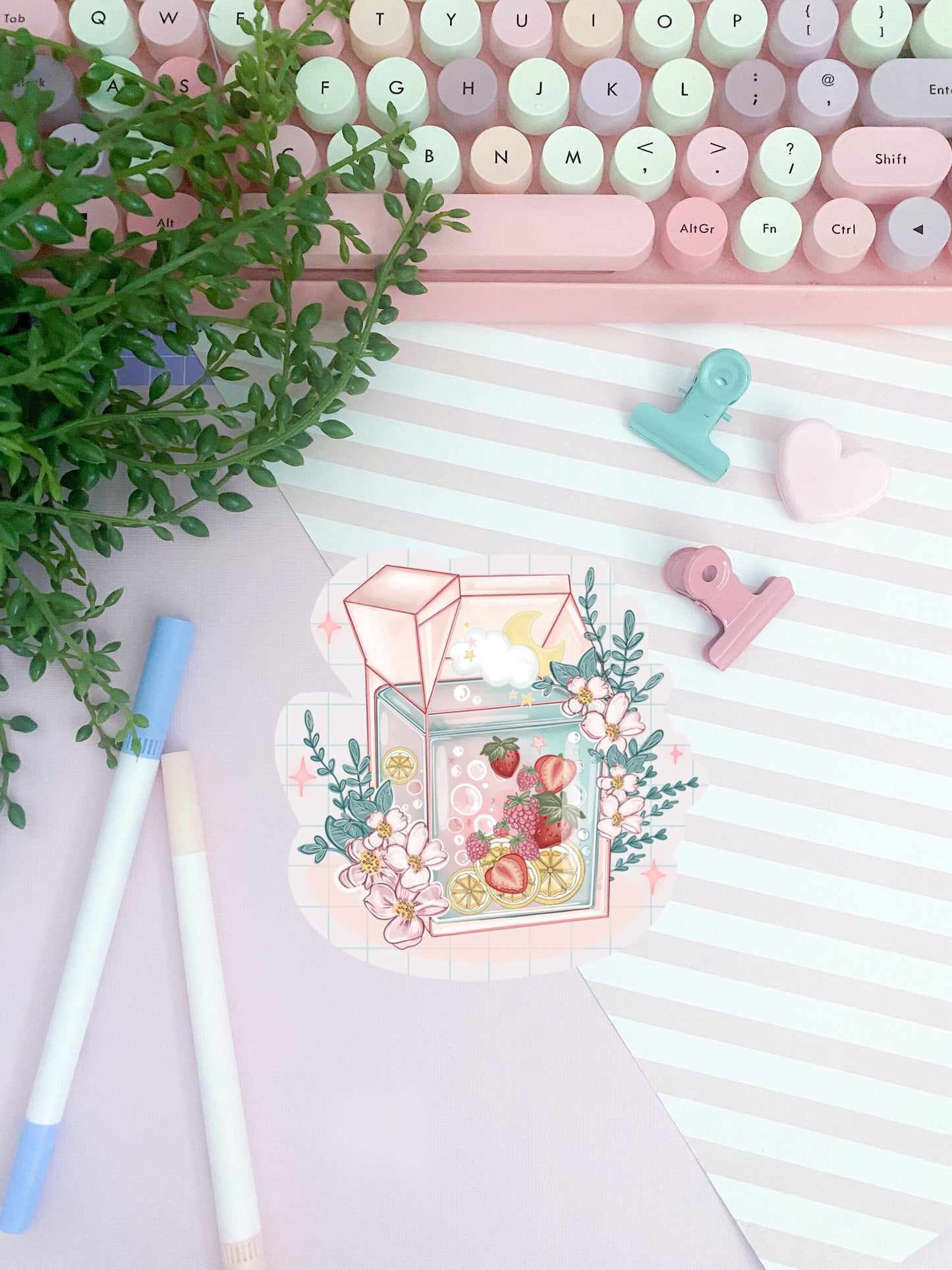 Kawaii fruit juice drink sticker pack.