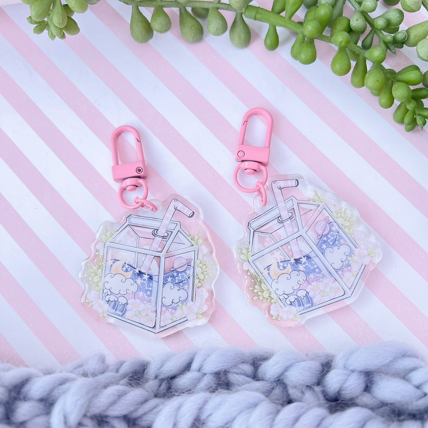 Moon juice clear Kawaii cute acrylic charm, keychain, keyring, bag charm, cute accessories, personalised keyring, keychain. Kawaii Keyring.