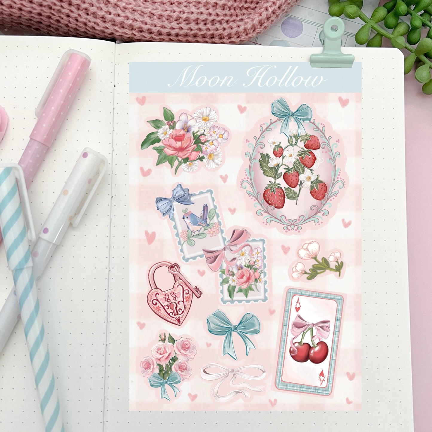 Pink Coquette aesthetic sticker sheet.