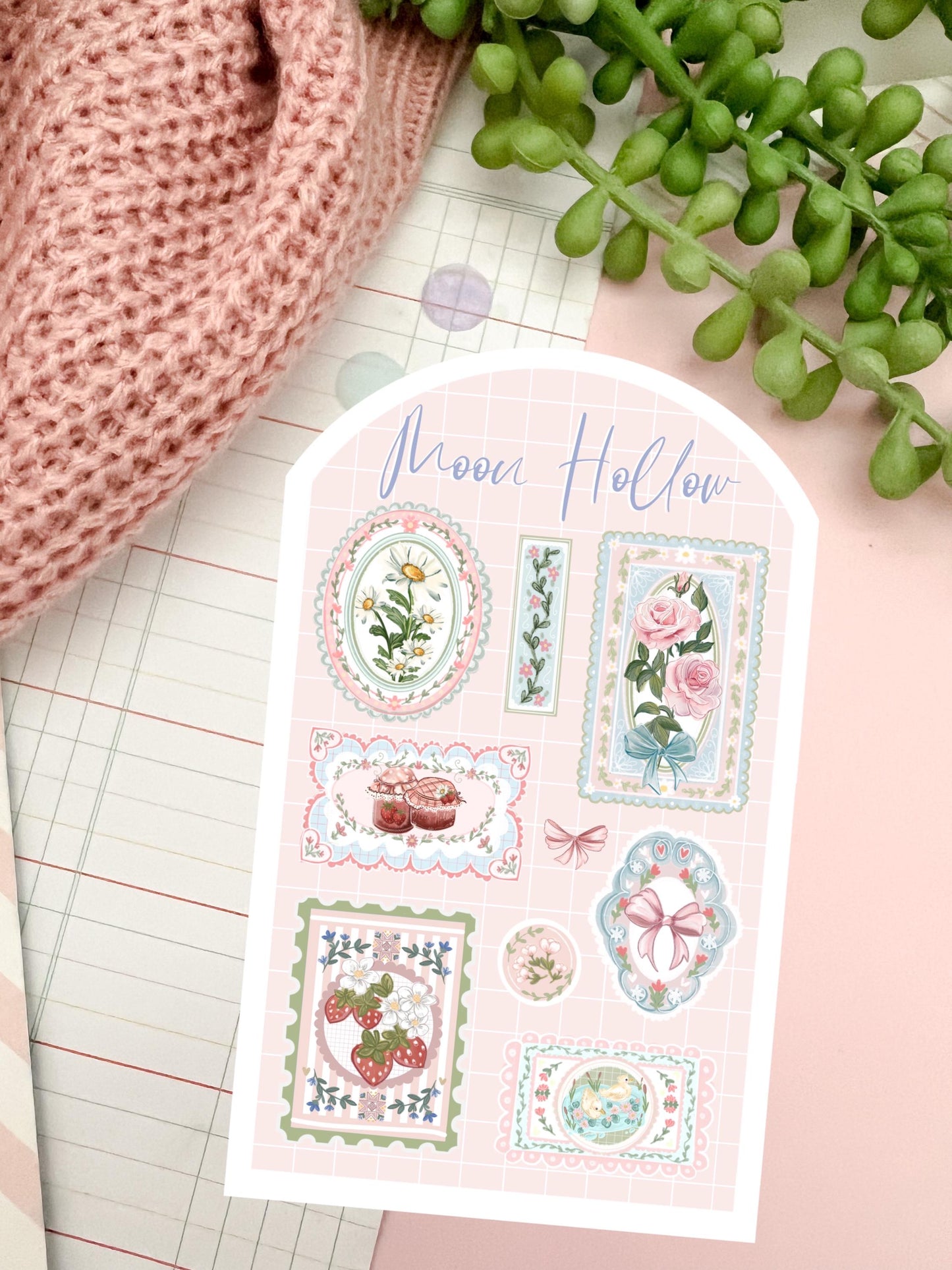 Delicate floral Coquette aesthetic sticker sheet,  coquette frames, watercolour Stickers Illustration, bows and ribbons,  bullet journa