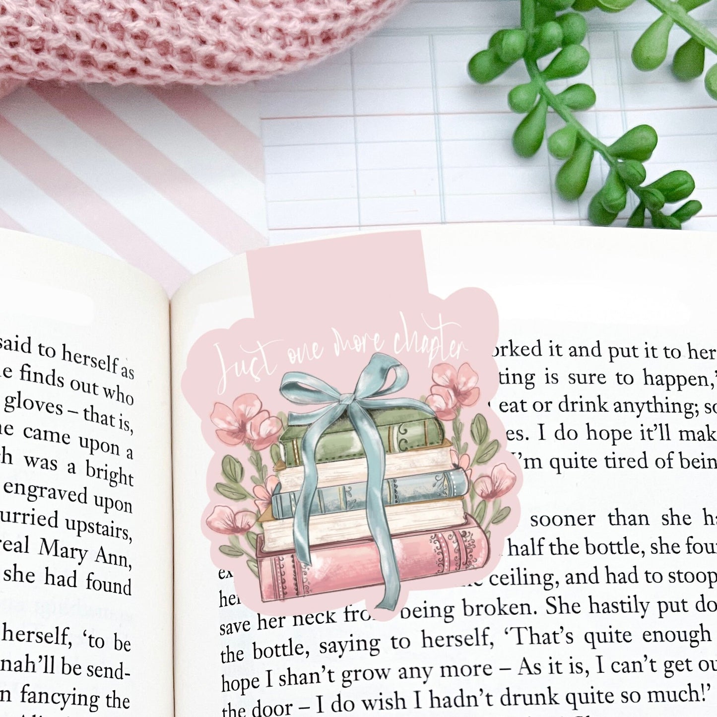 Cozy just one more chapter Bookish magnetic bookmark / Digital art, books , reading  kawaii cute stationery
