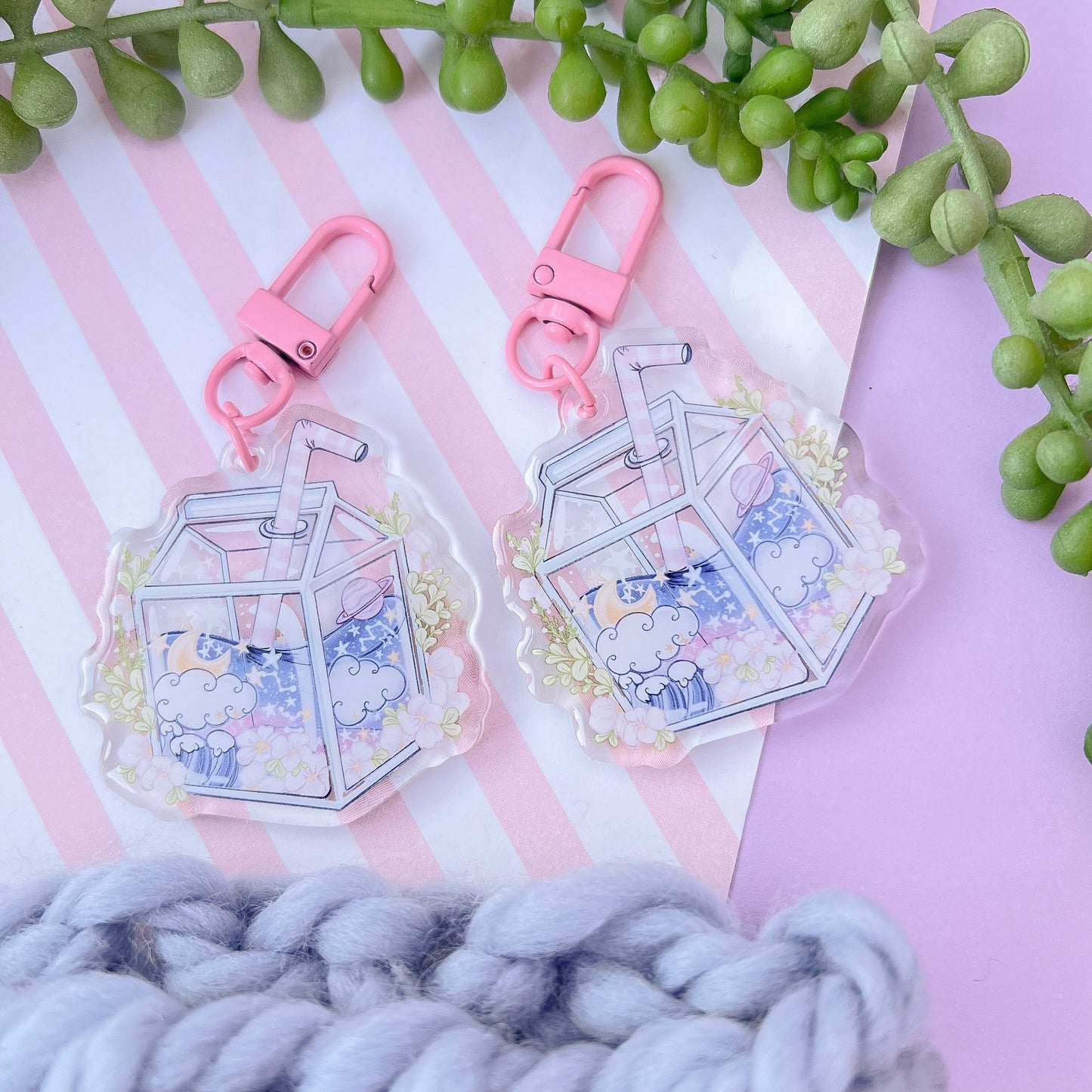 Moon juice clear Kawaii cute acrylic charm, keychain, keyring, bag charm, cute accessories, personalised keyring, keychain. Kawaii Keyring.