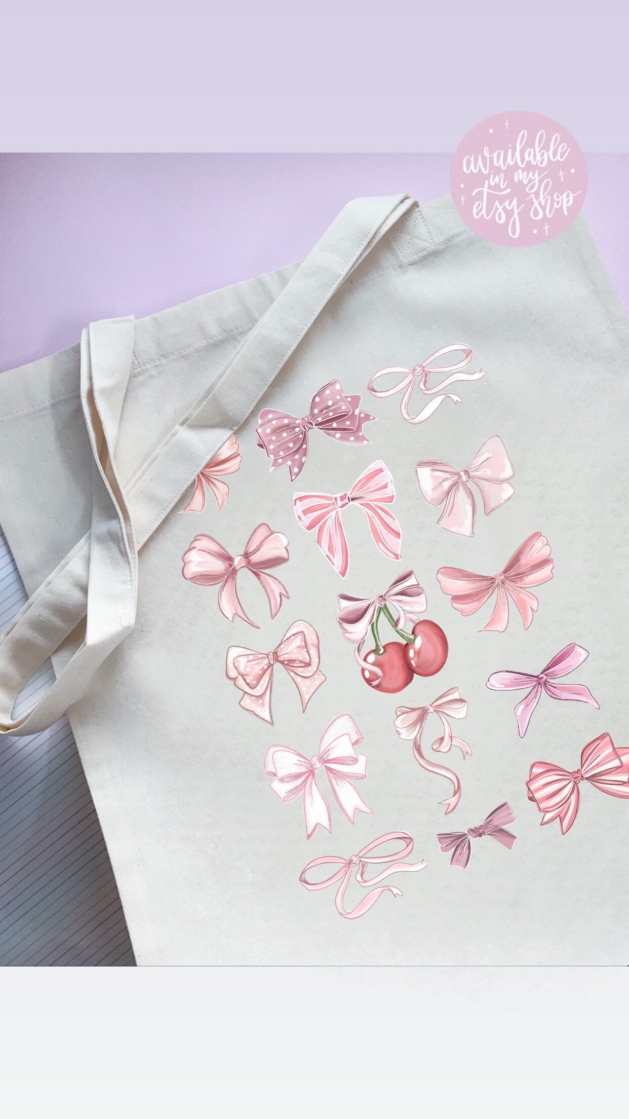 Cherry bow coquette sticker sheet, cherry coquette style, fashion  lover Stickers Illustration bows, ribbons, coquette core journal.