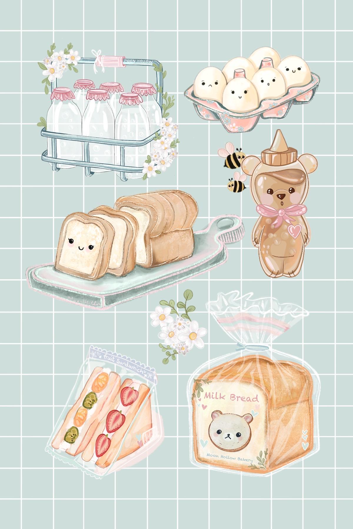 Kawaii Shopping List Journal Sticker Sheet | Cute Planner Stickers | Adorable Grocery List Stickers | Fun Organization for Your Planner