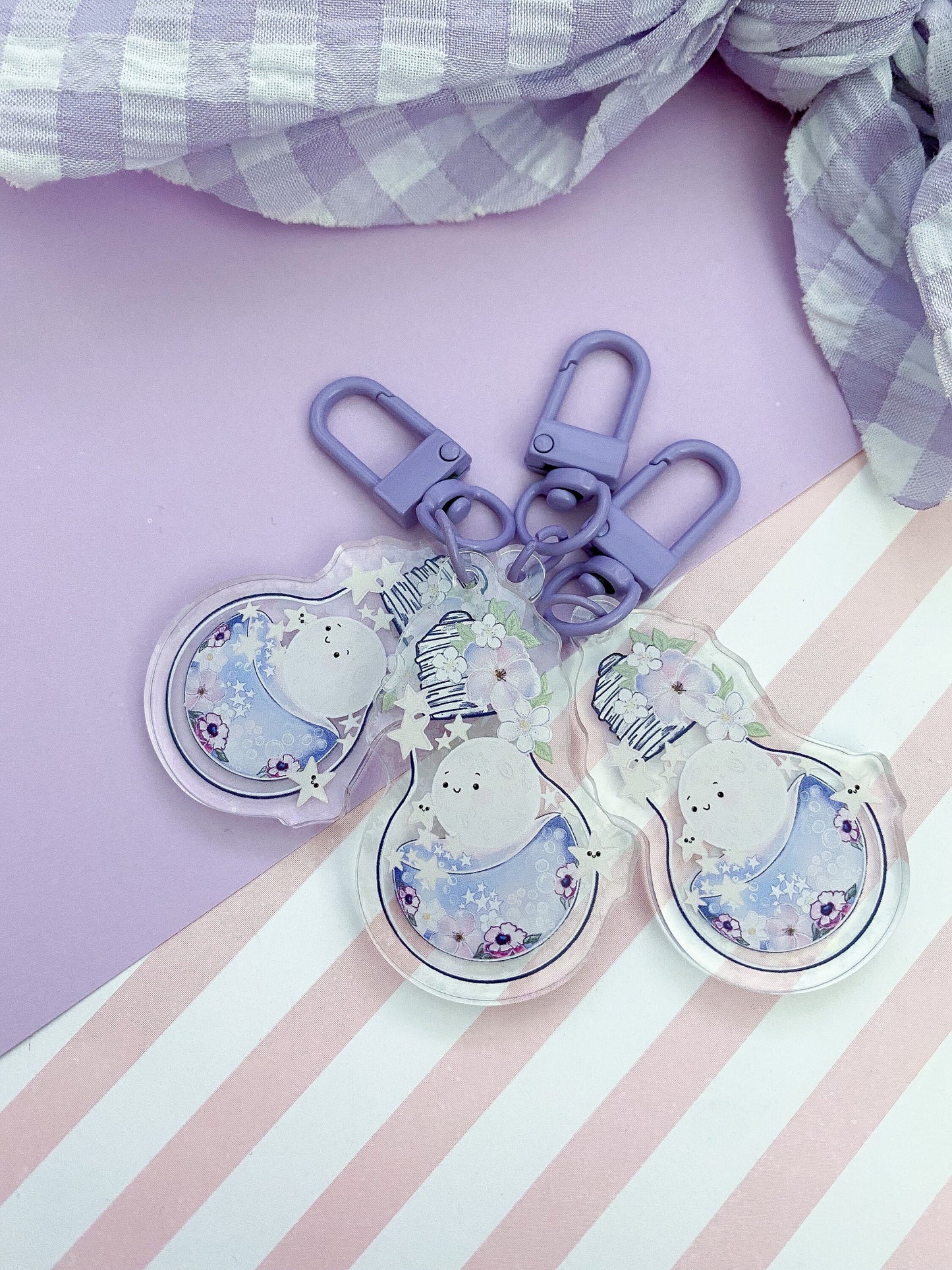 Holographic light bulb moon, stars cute acrylic charm, keychain, keyring, bag charm, cute accessories. Gift, keychain. gift
