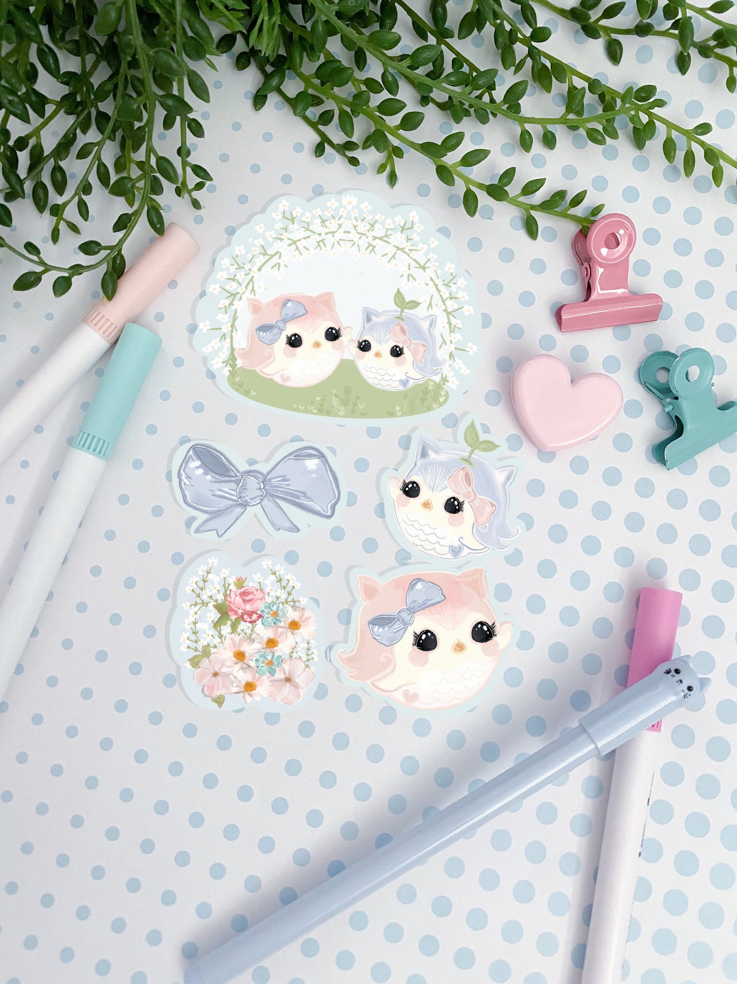 Kawaii Owl cute sticker pack//  Digital Art, Stickers, Kawaii Illustration, space, Stationary, Kawaii stickers, journal stickers.