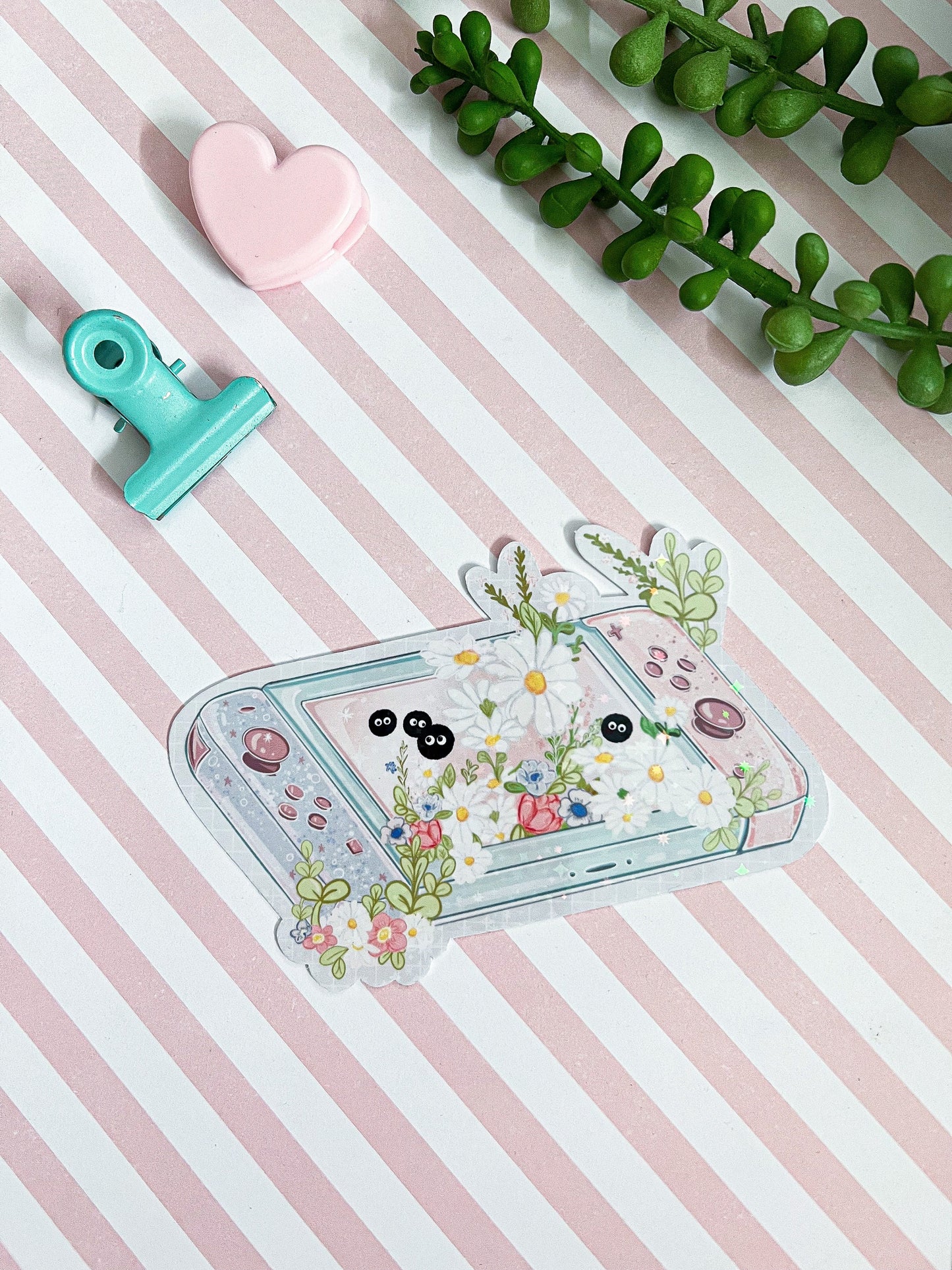 Kawaii gaming holographic sticker , Anime Digital Art, Stickers, Kawaii Illustration, space, Stationary, Magic, game, bujo bullet journal.