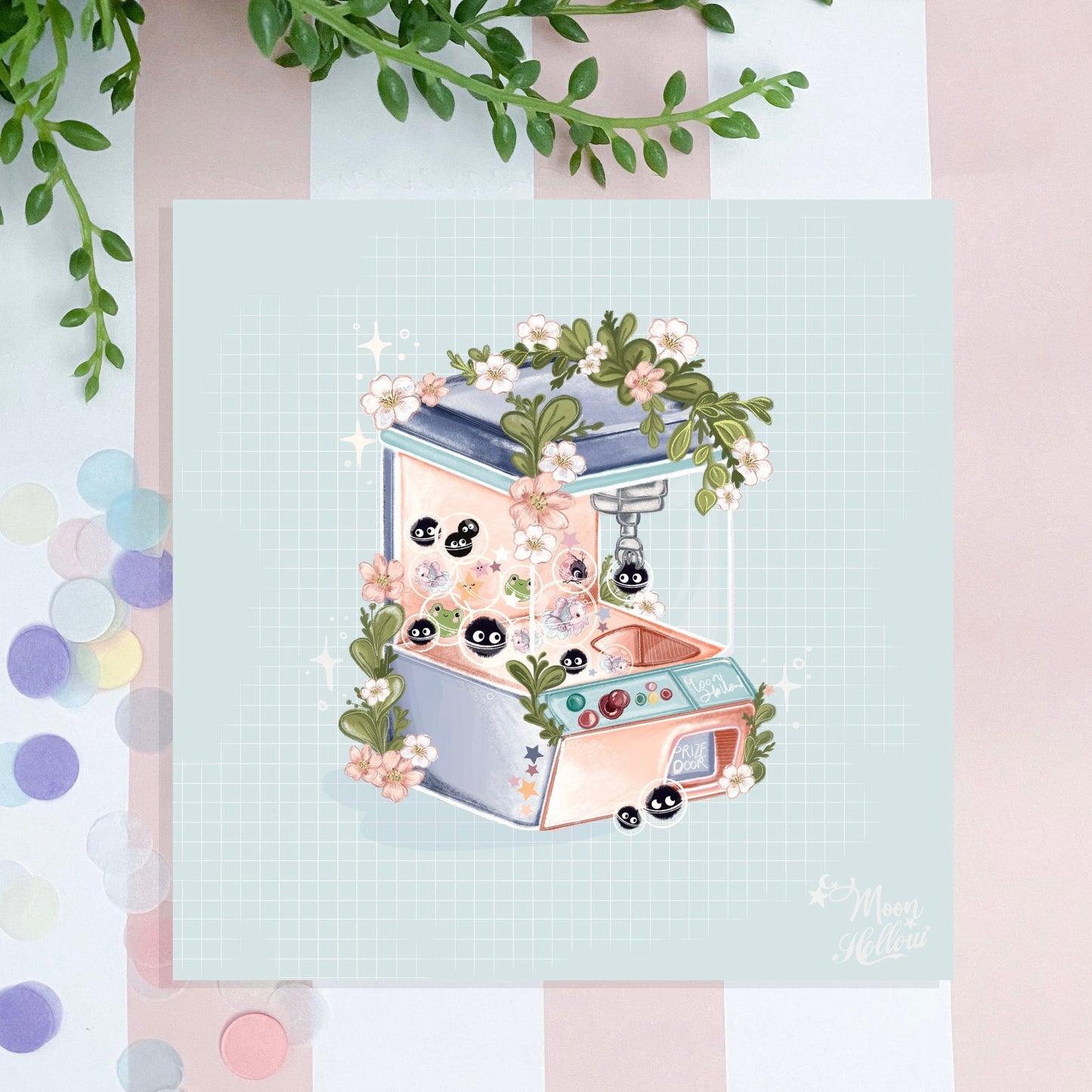 Kawaii claw machine illustration art print, hand drawn Illustration, sandwich, Stationary, kawaii snack, wall print ,bujo.