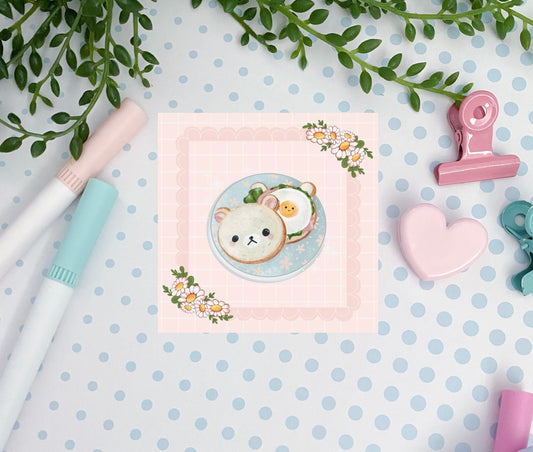 Kawaii eggs breakfast  cute die-cut sticker, laptop decals. Cute floral toast gift stationery Bujo , bullet journal, laptop, iPad sticker.