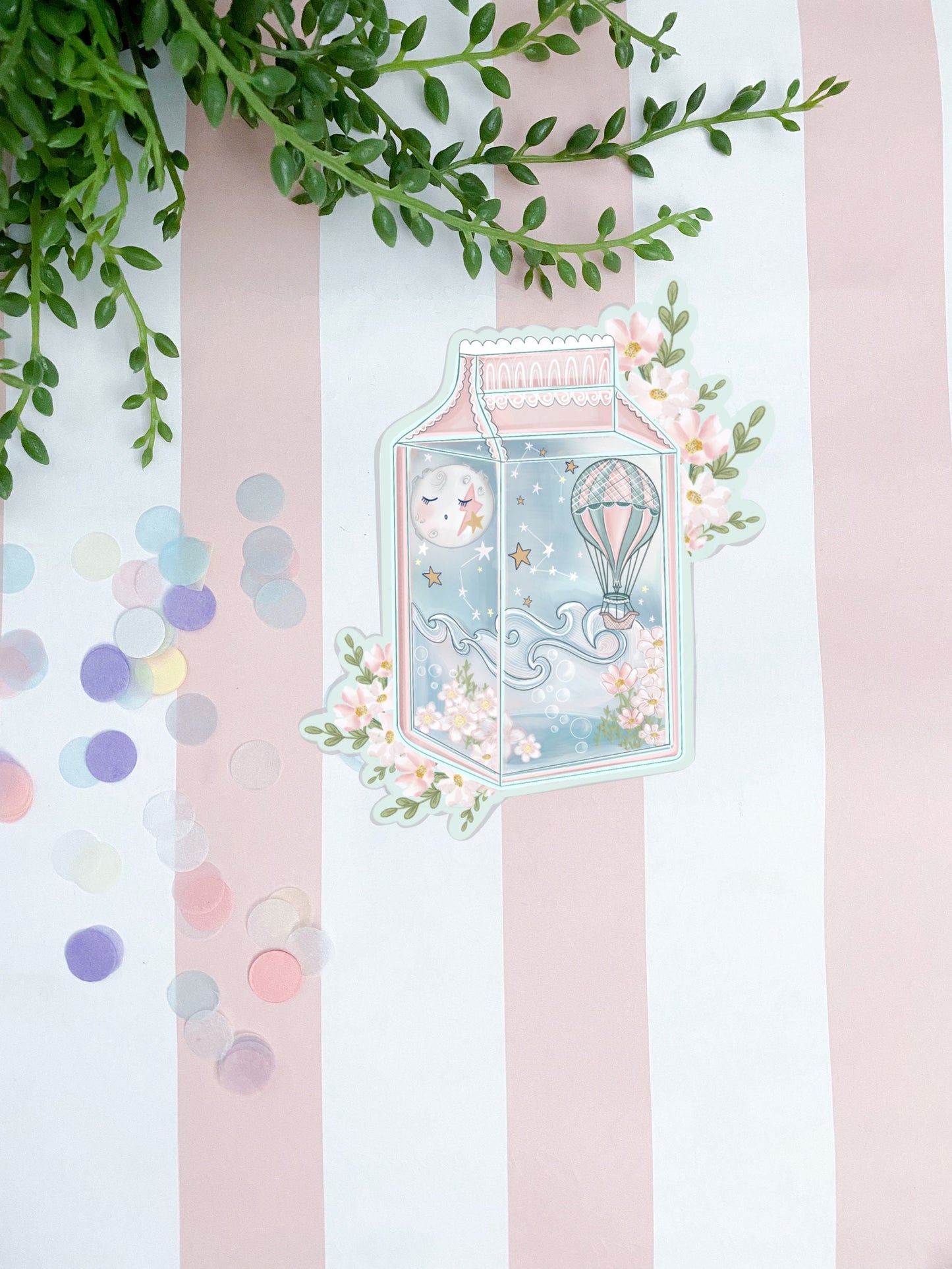 Fly away with me  juice sticker / kawaii juice die-cut sticker