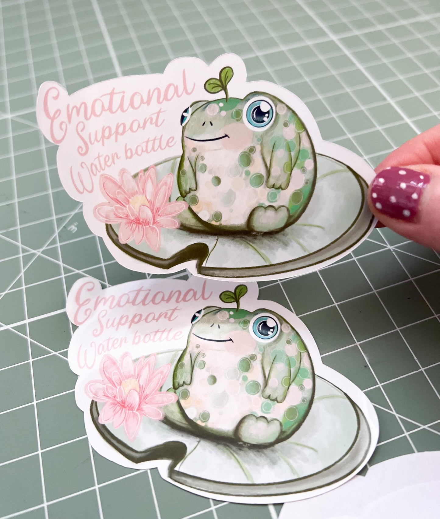 Emotional Support Frog Water Bottle Sticker | Motivational Quote Decal | Positive Affirmation Vinyl Sticker