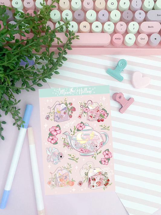 Time for tea Kawaii planner sticker sheet.