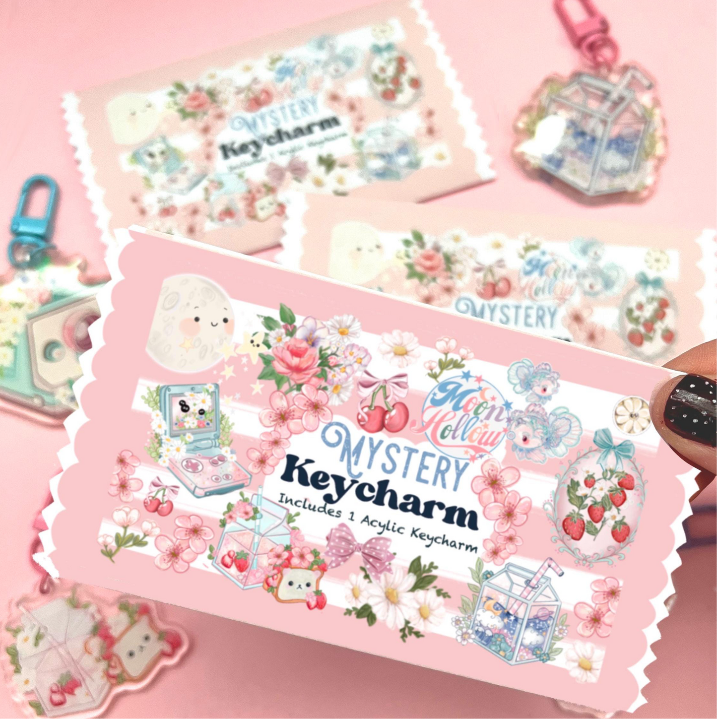 Mystery blind bag Kawaii cute acrylic bag charm.