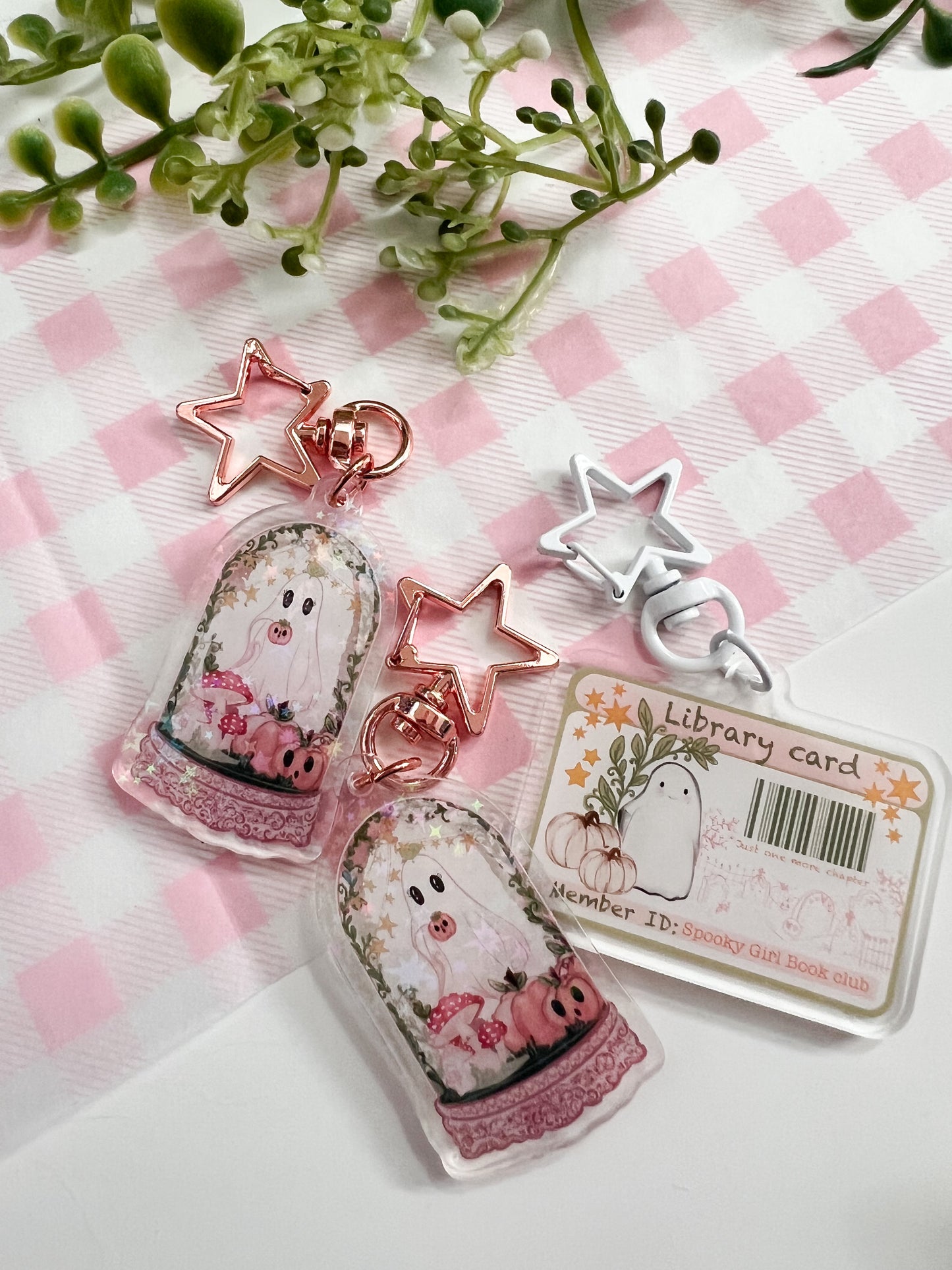 Holographic Pumpkin Ghost Halloween acrylic key charm