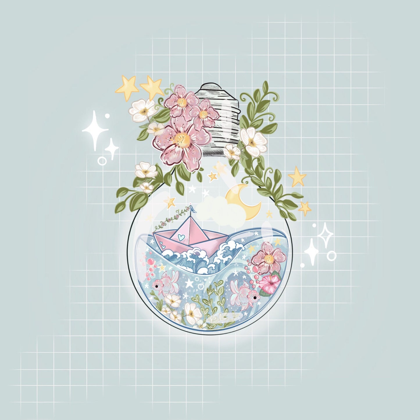 Sail away with me light bulb sticker  /  die-cut sticker/ Digital art, decals. gift stationery Bujo , bullet journal laptop, kawaii sticker.