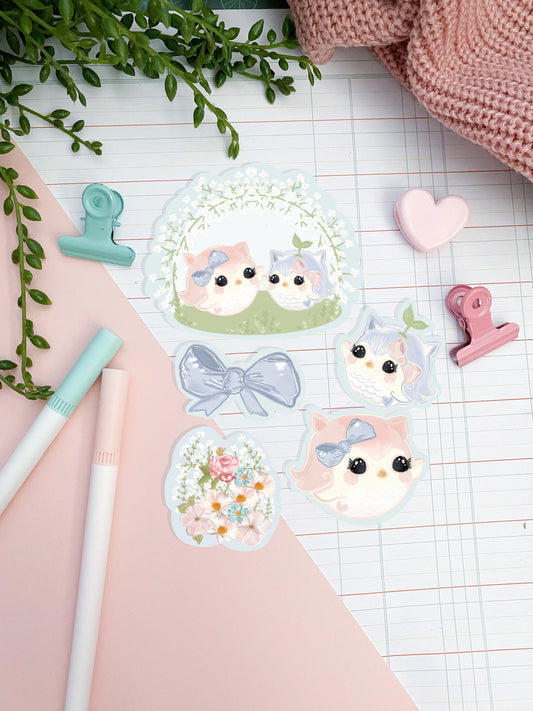 Kawaii Owl cute sticker pack//  Digital Art, Stickers, Kawaii Illustration, space, Stationary, Kawaii stickers, journal stickers.