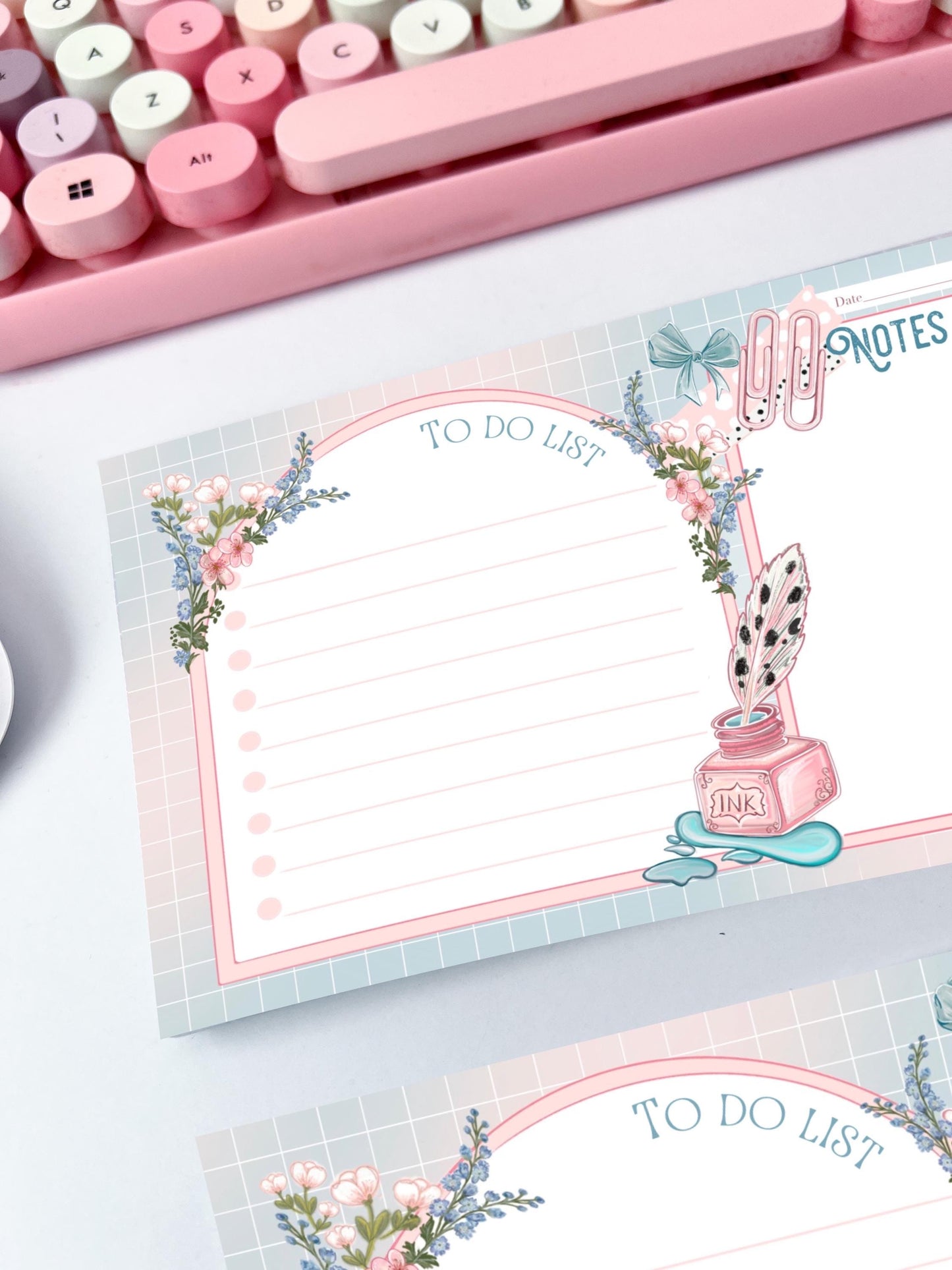 Desk planner, To do list desk keyboard notepad / coquette cute memo pad  / notepad. Kawaii accessories 25 tear away sheets