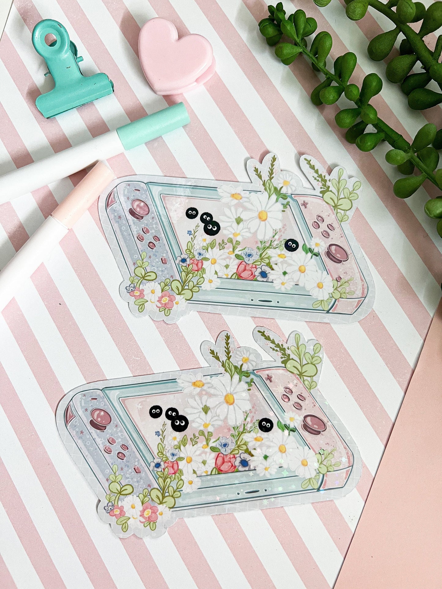 Kawaii gaming holographic sticker , Anime Digital Art, Stickers, Kawaii Illustration, space, Stationary, Magic, game, bujo bullet journal.