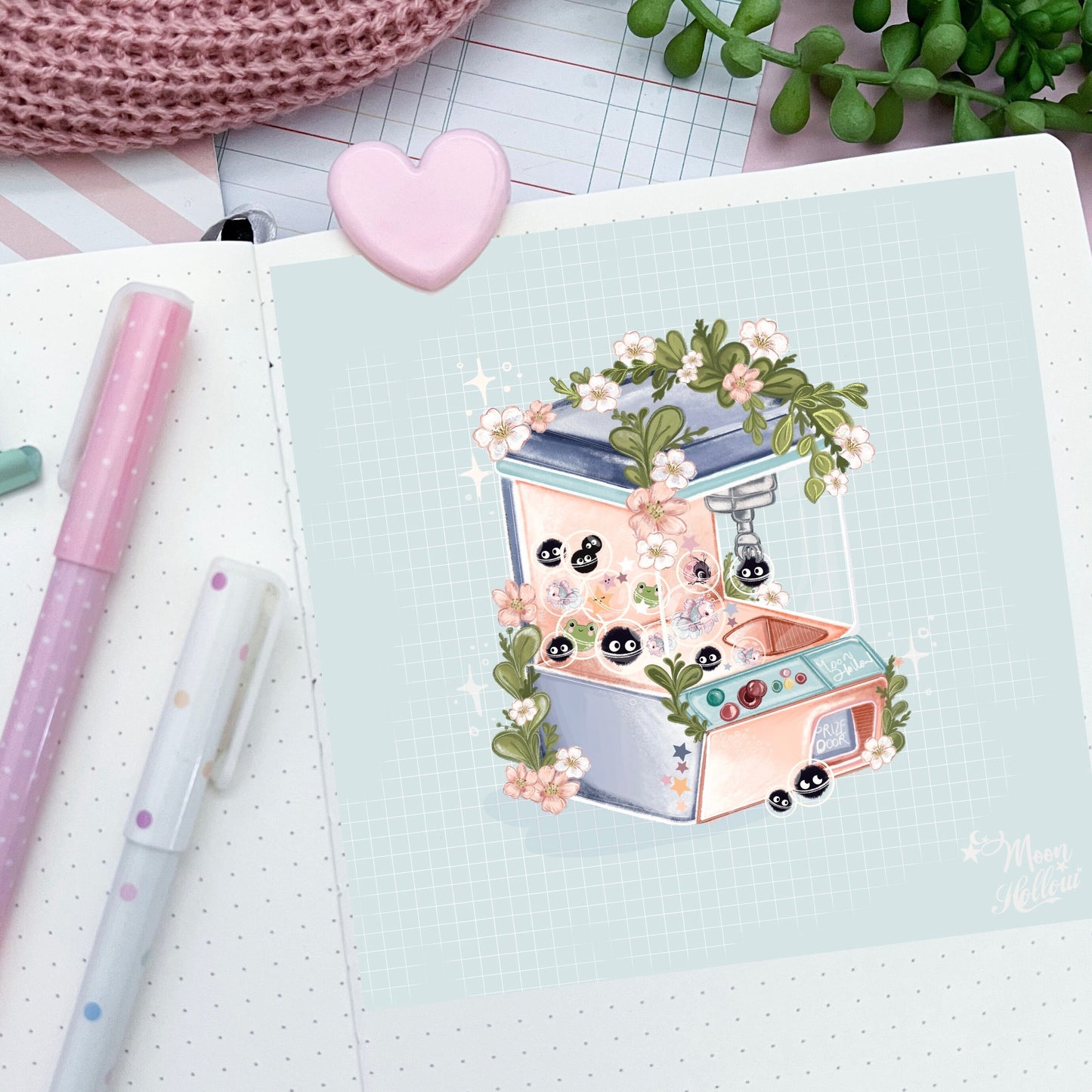 Kawaii claw machine illustration art print, hand drawn Illustration, sandwich, Stationary, kawaii snack, wall print ,bujo.