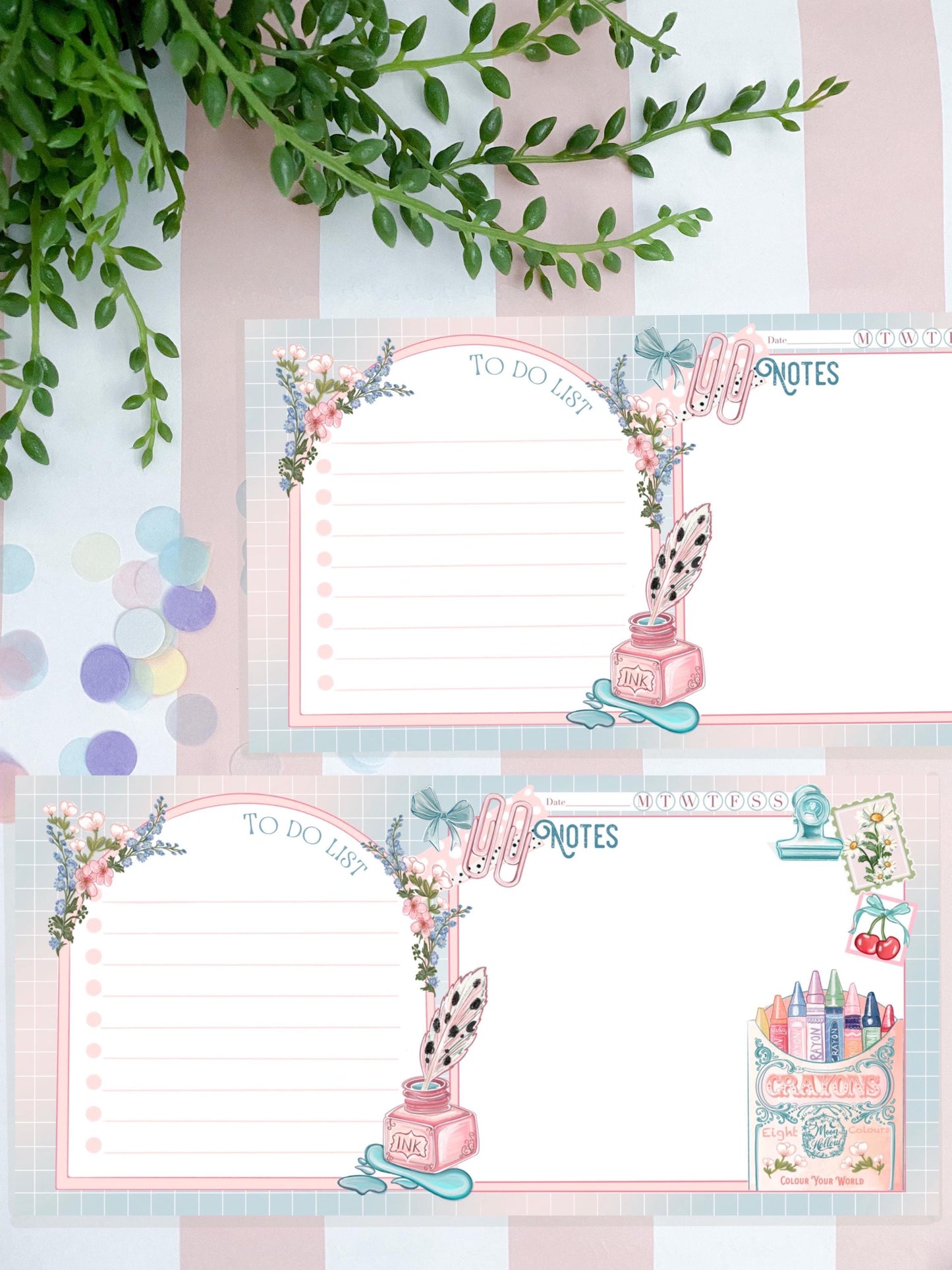 Desk planner, To do list desk keyboard notepad / coquette cute memo pad  / notepad. Kawaii accessories 25 tear away sheets