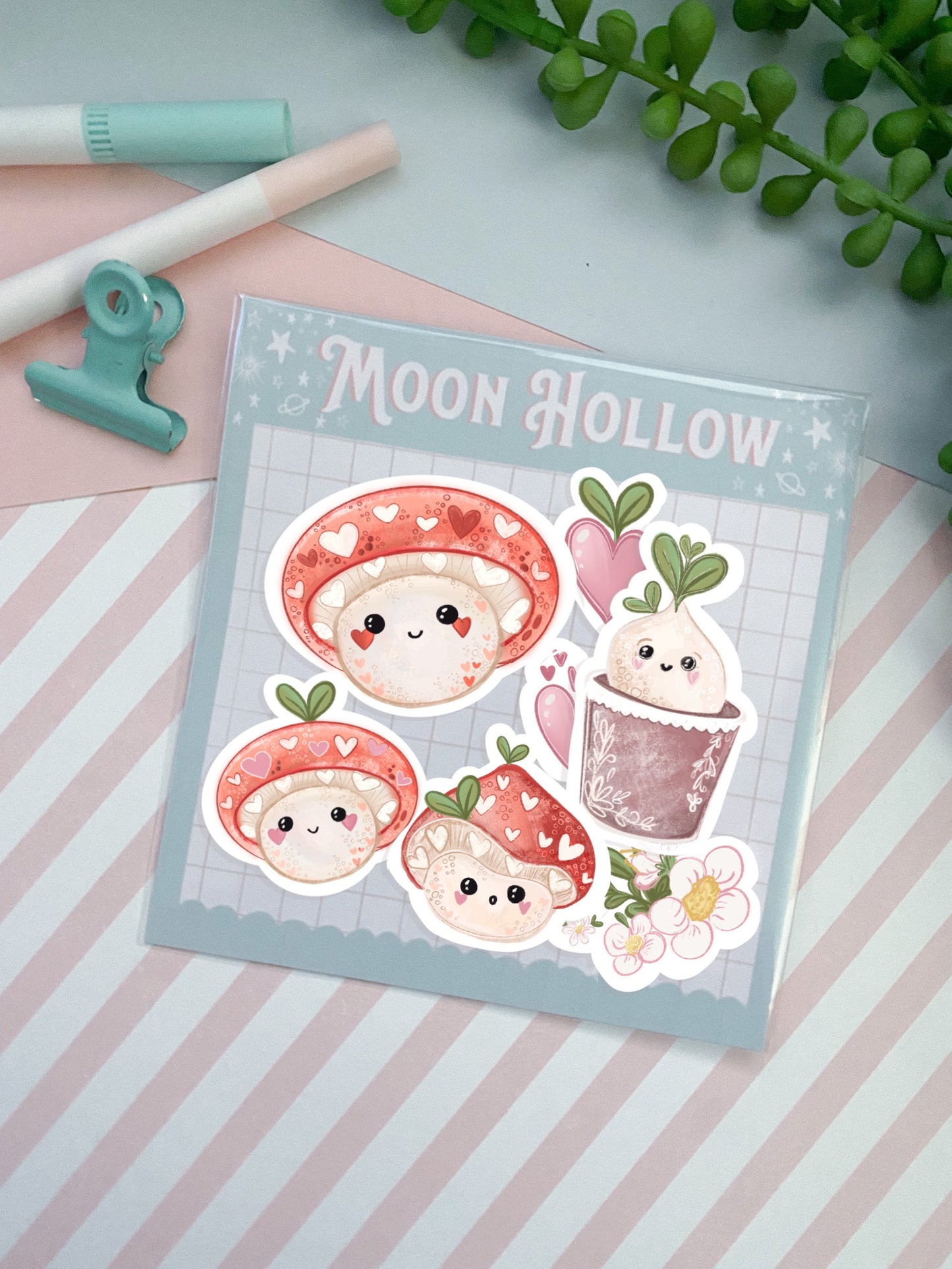 Kawaii Toadstool Sticker Pack - Cute Mushroom Decals for Scrapbooking, Bullet Journaling, and Crafts - Adorable Anime-Inspired Design