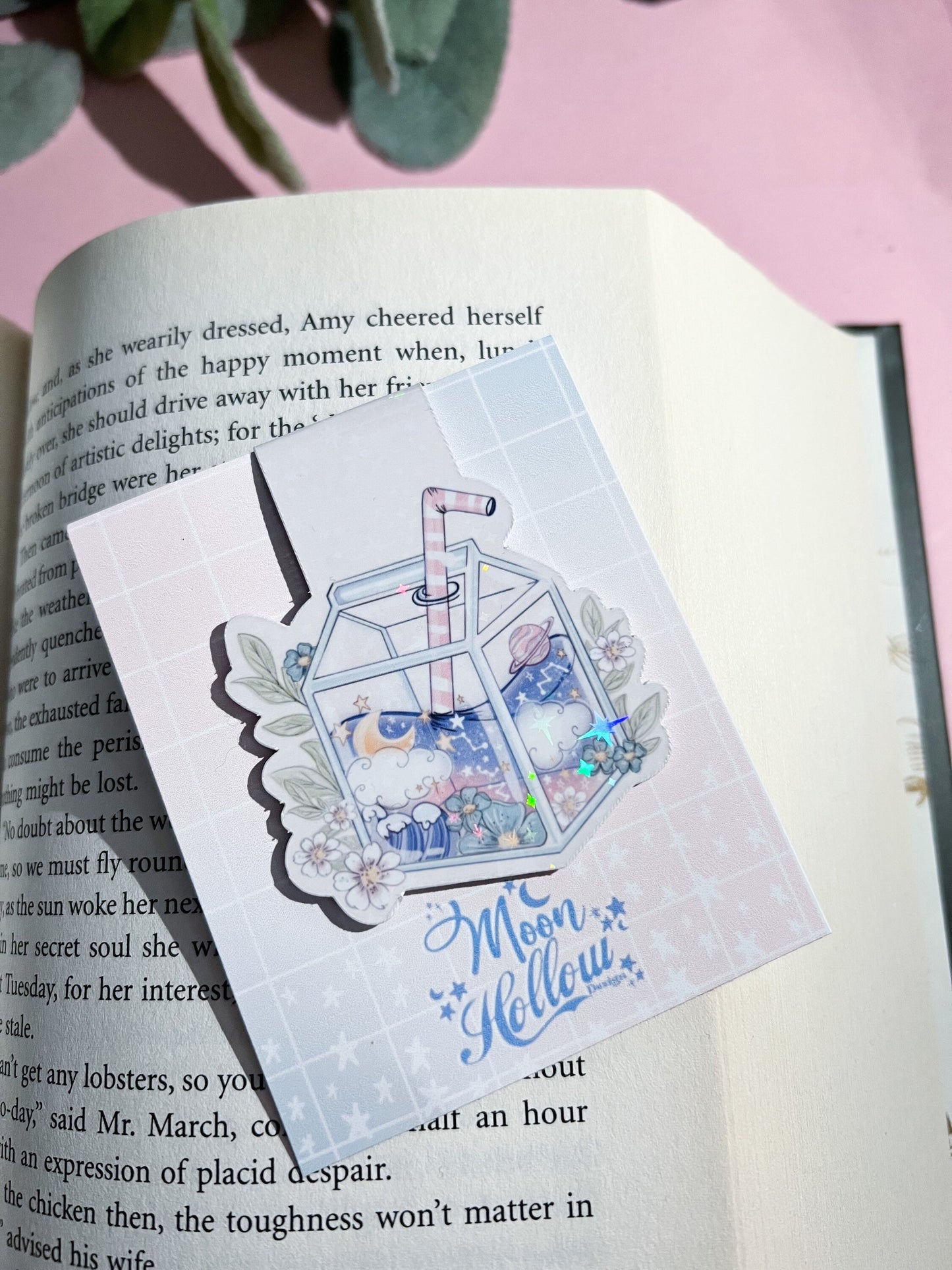 Kawaii holographic juice magnetic bookmark /  bookmark / Digital art, books , reading book lover gift. Bookish. Bookmarks