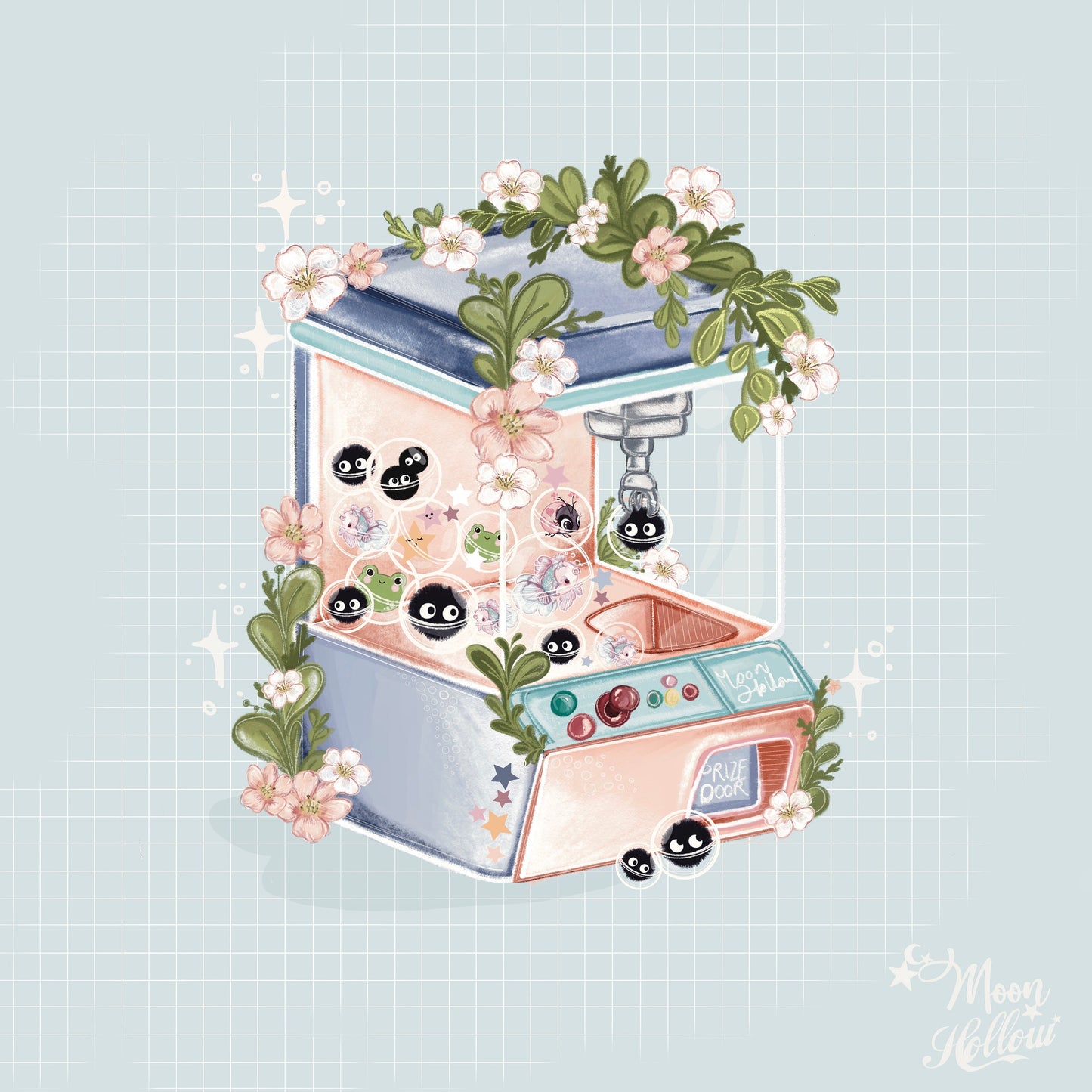 Kawaii claw machine illustration art print sticker pack, hand drawn Illustration, sandwich, Stationary.