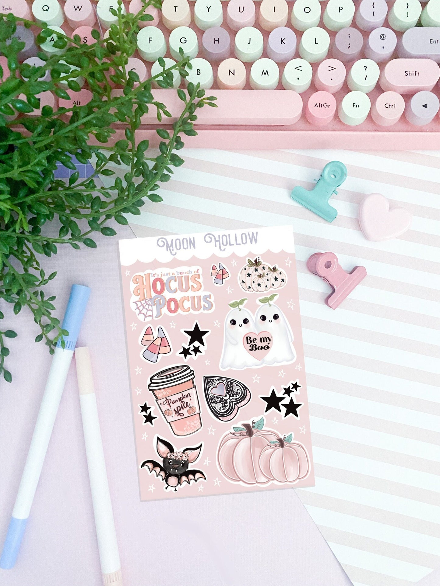 Witchy Boo Halloween Kawaii planner sticker sheet.