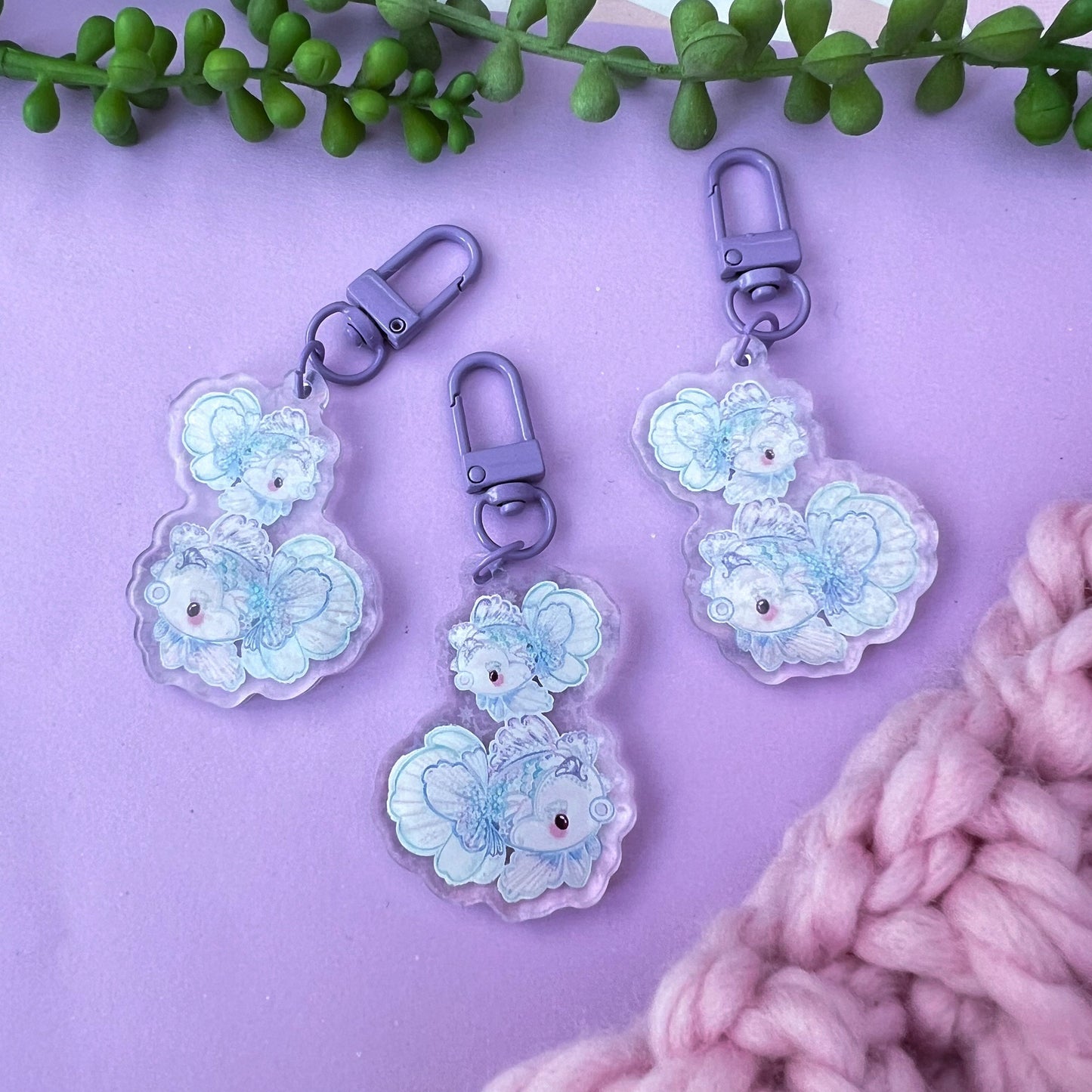 Holographic kawaii fish acrylic charm, keychain, keyring, bag charm, cute accessories. Gift, keychain.