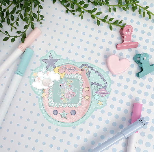 Moon Hollow fish Game sticker - Tamagotchi inspired cute fish sticker, illustration, digital art, cute bullet journal and planner stickers